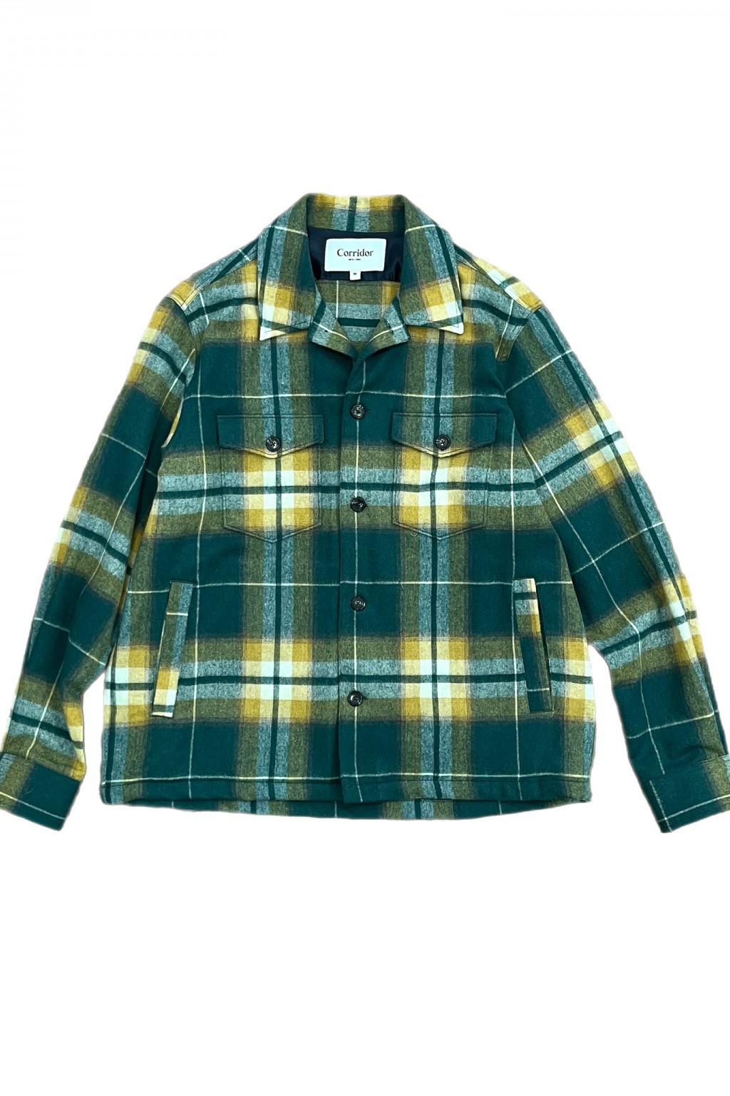 Corridor Ombre Plaid Military Jacket Green