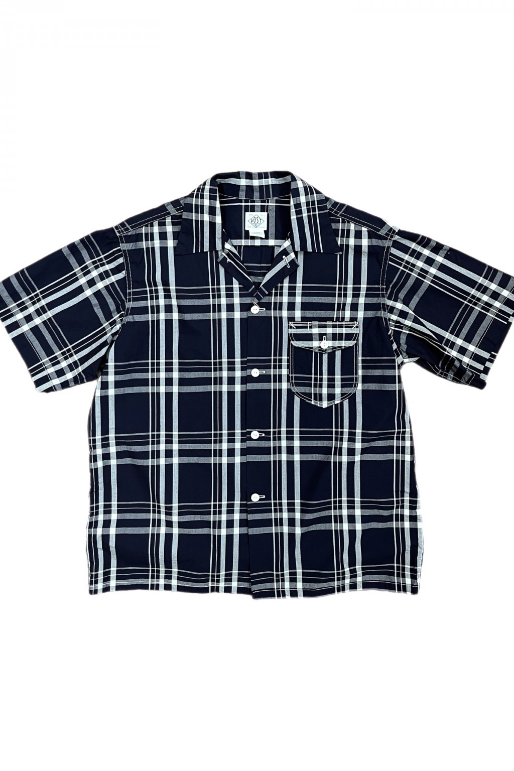 Post Overalls New Basic Shirt S/S Indigo Check 1