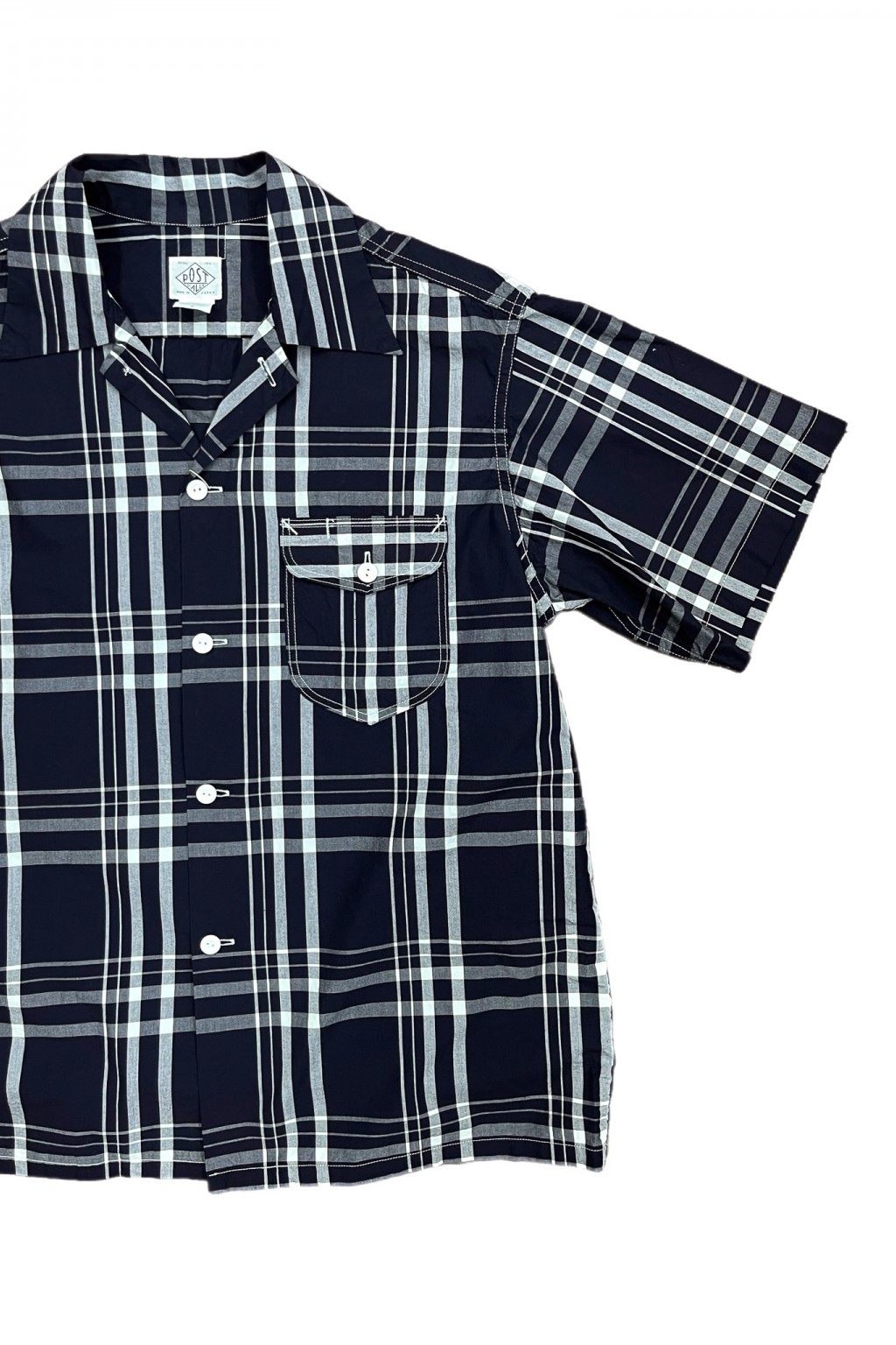 Post Overalls New Basic Shirt S/S Indigo Check 1