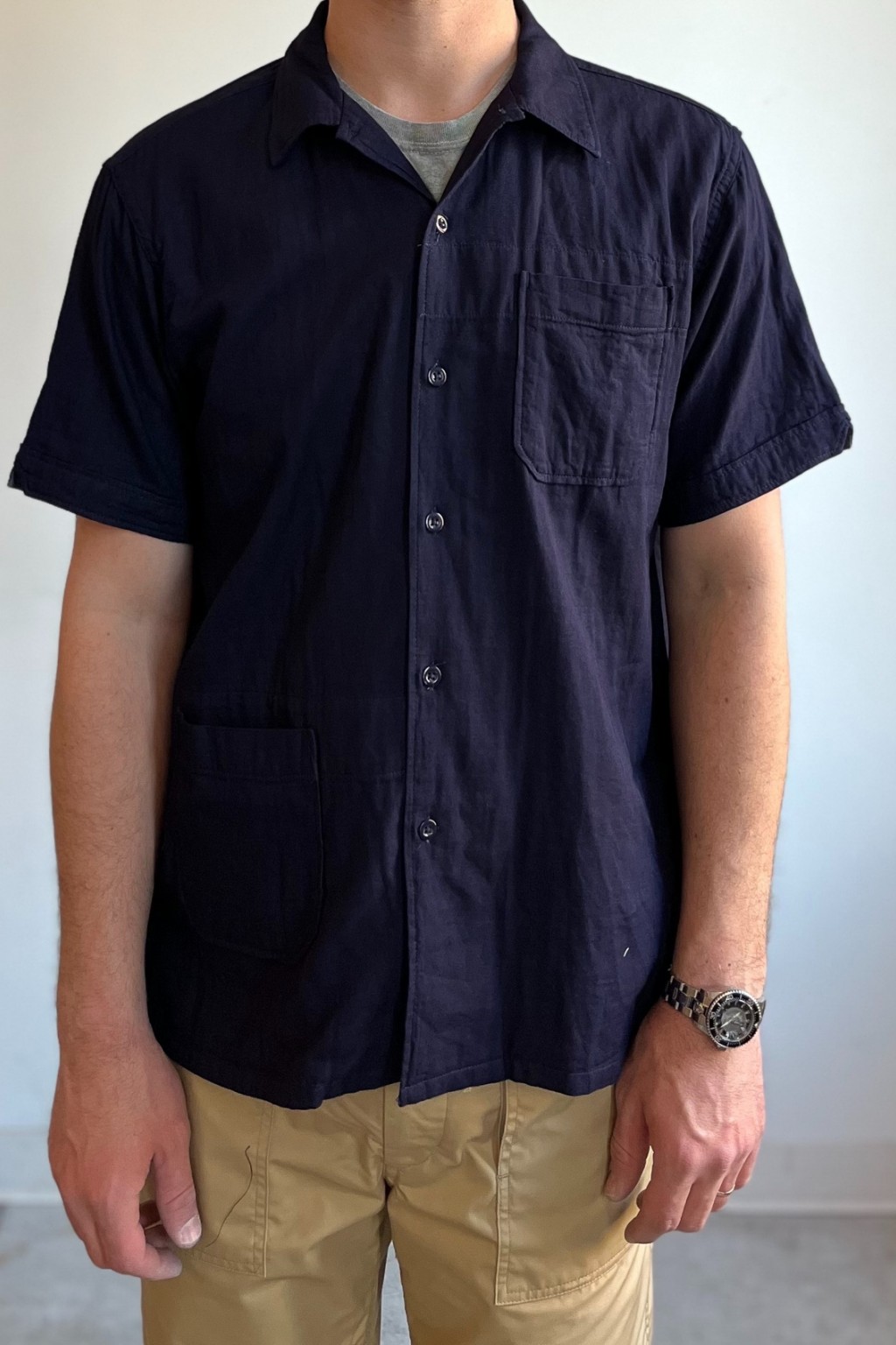 Engineered Garments Camp Shirt Indigo Cotton Gauze - Made in
