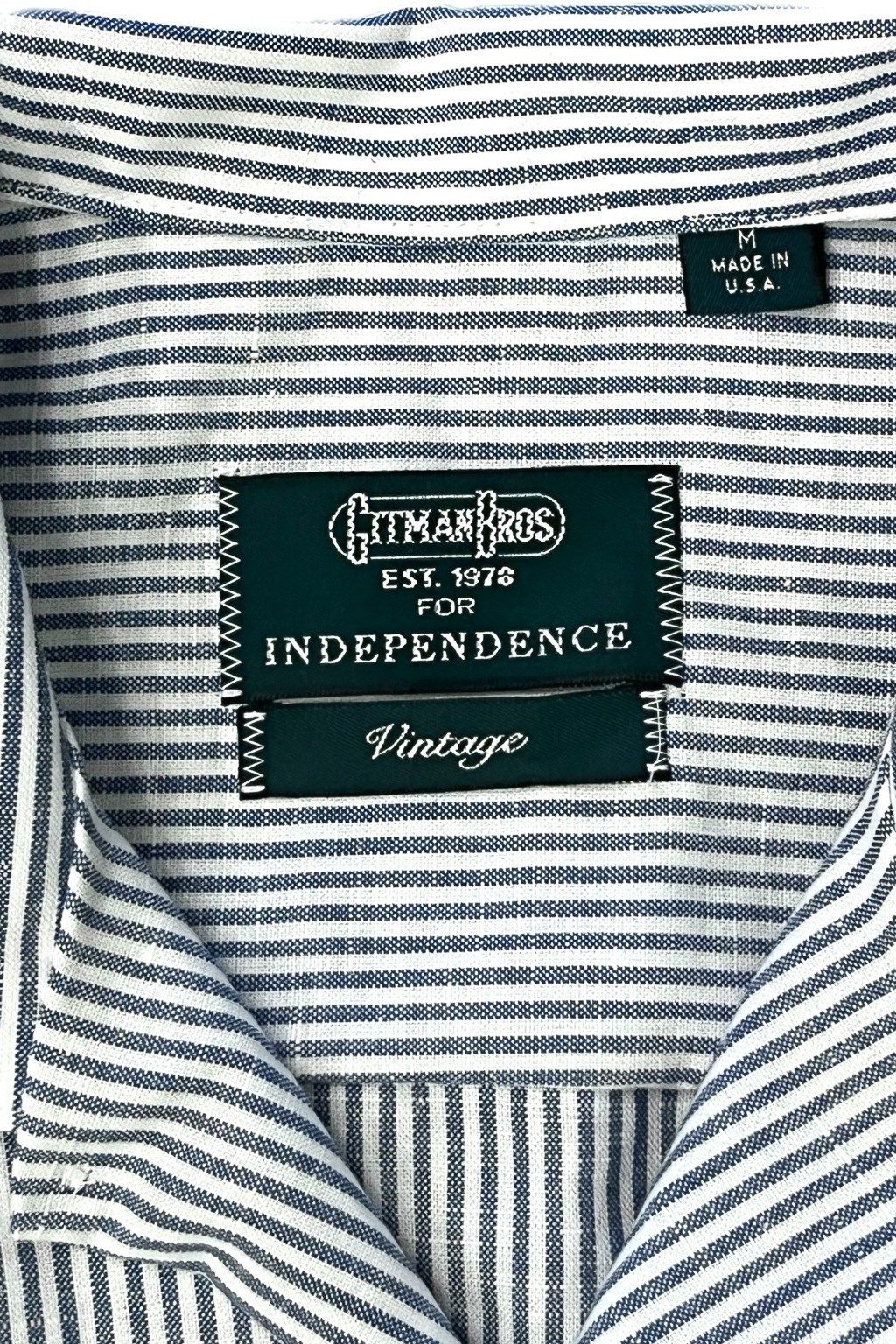 Gitman Bros. Vintage Independence Camp Shirt Blue Stripe Cotton-Linen