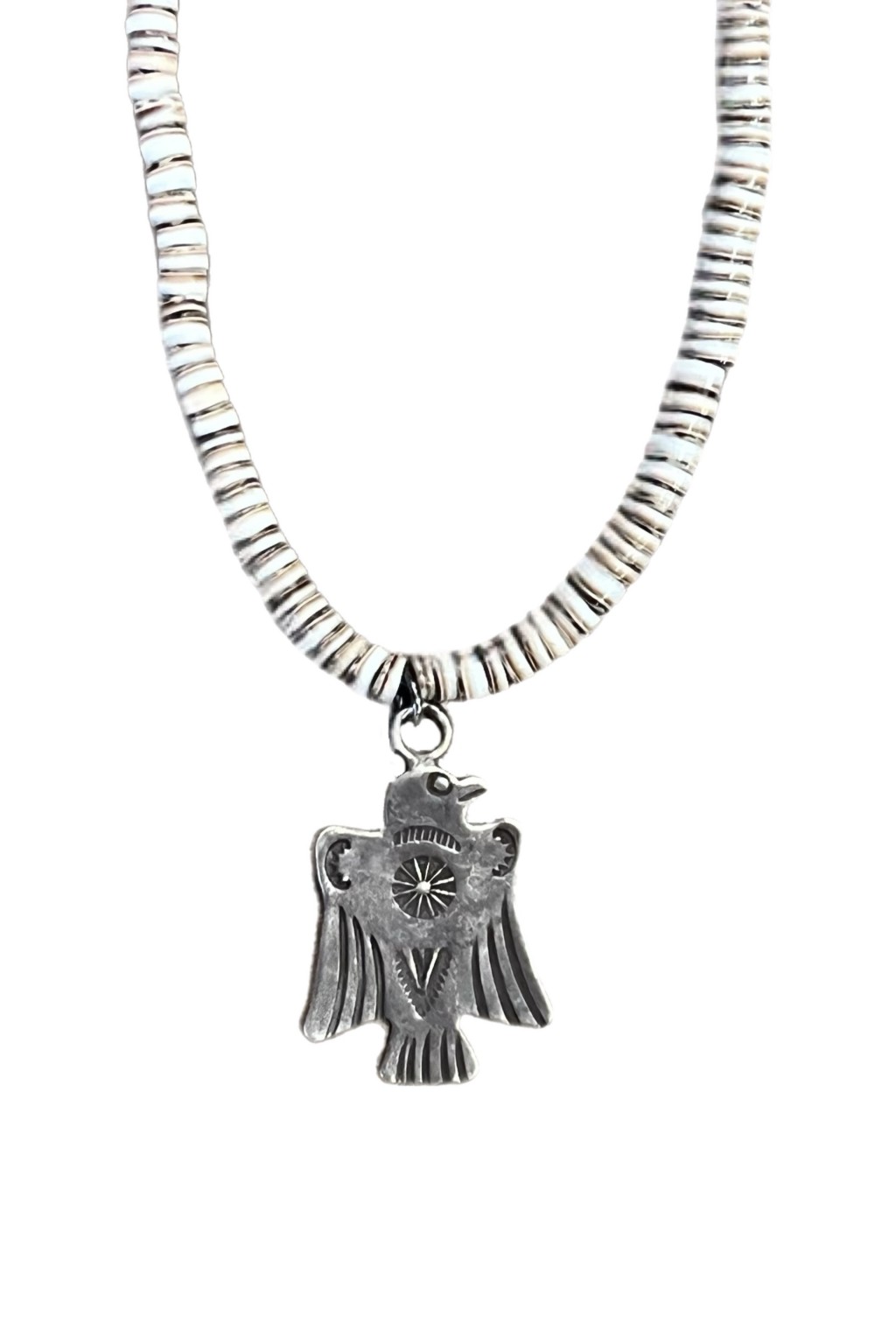 Independence Vintage Goods Vintage Thunderbird Necklace Silver and Shell