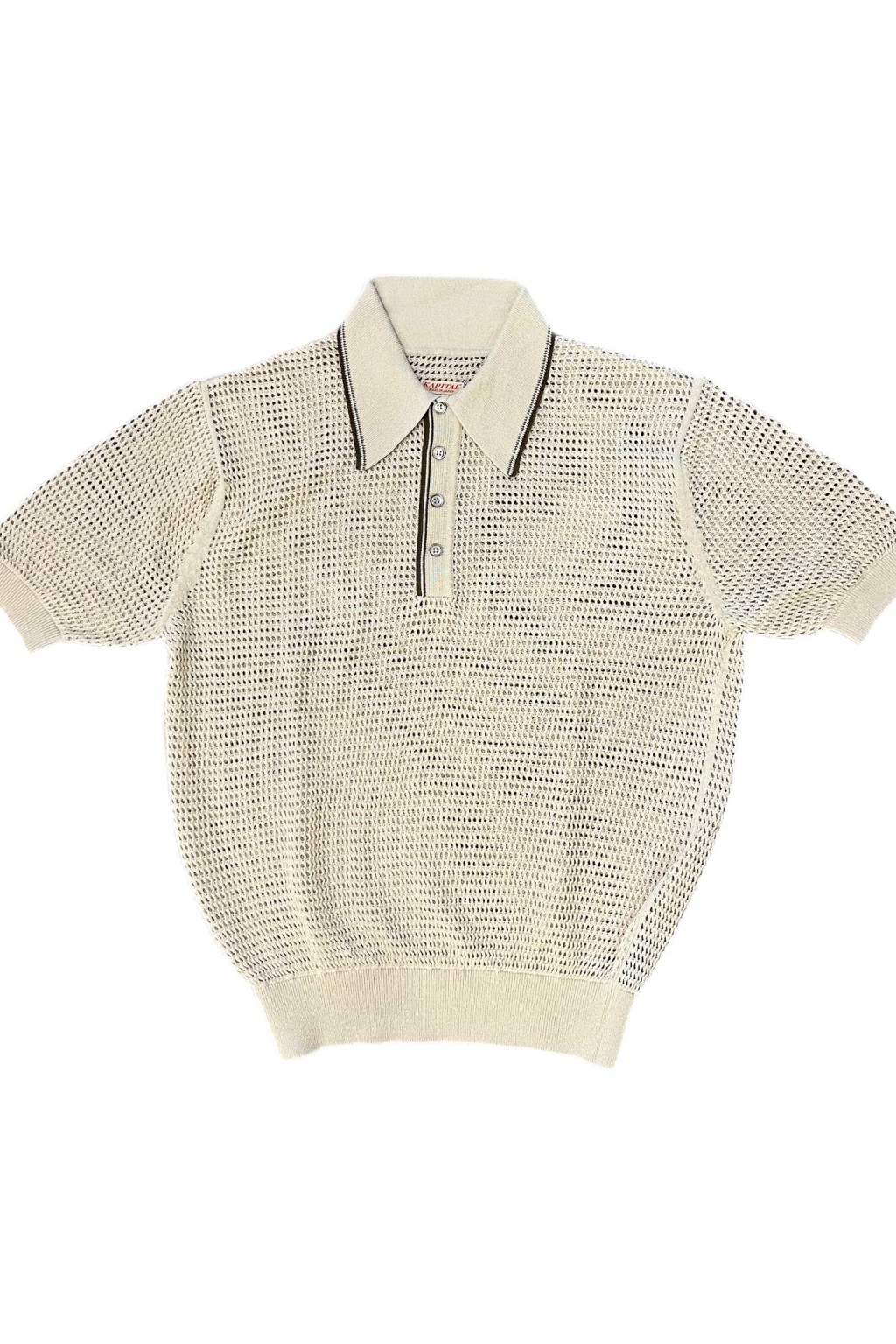 Kapital 12G Mesh Knit CAROL Polo Beige