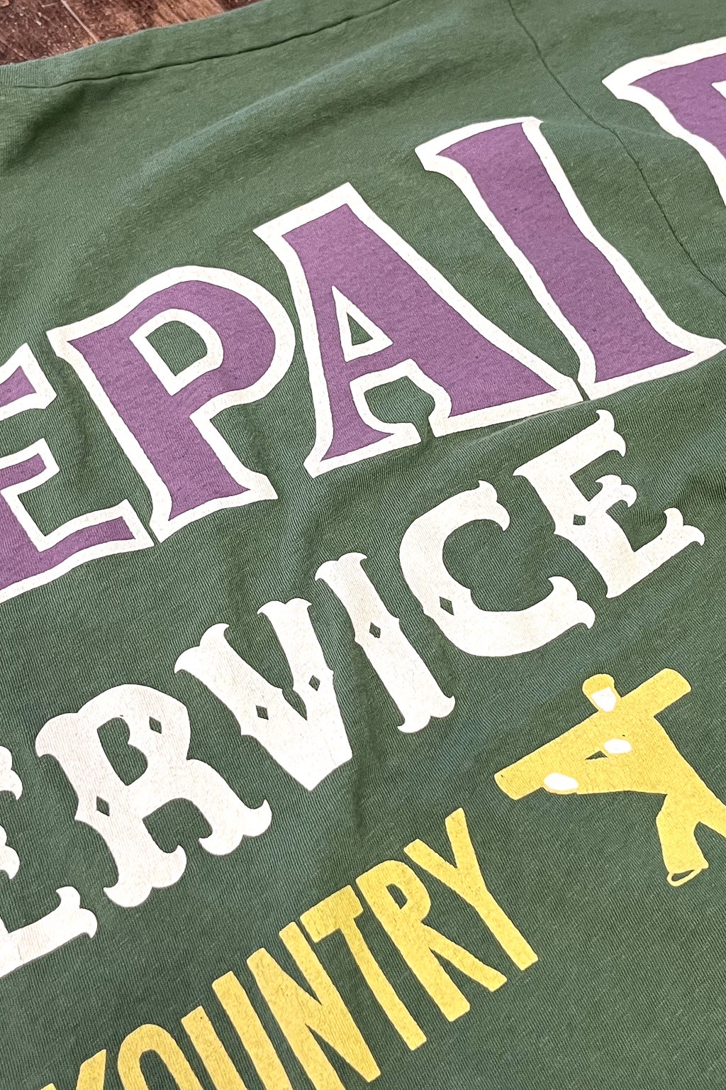 Kapital 18.5/- Jersey HUGE-T (DENIM REPAIR) Green - Made in Japan