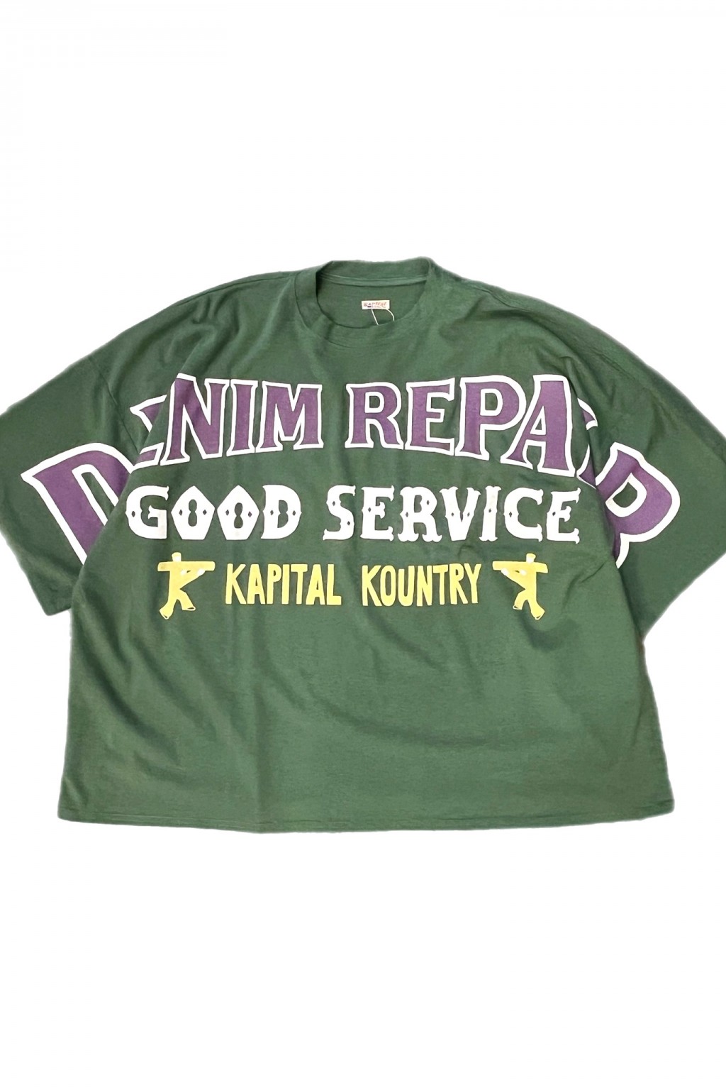 Kapital 18.5/- Jersey HUGE-T (DENIM REPAIR) Green - Made in Japan
