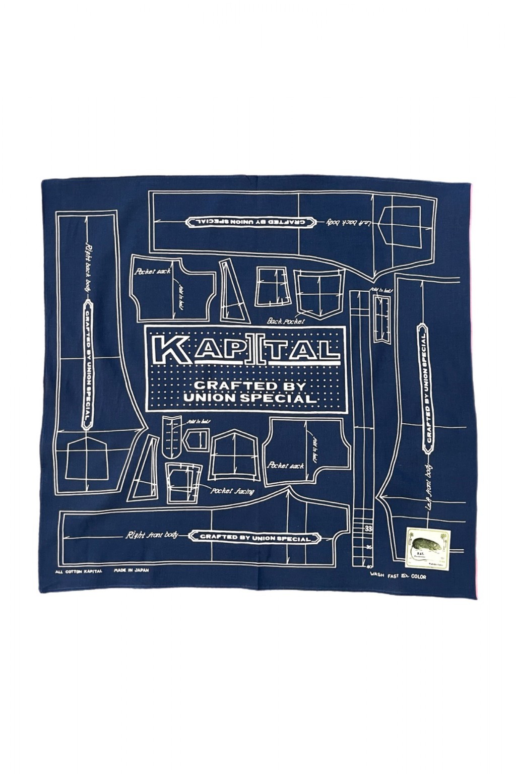 Kapital Fastcolor Selvedge Bandana (BARBIE PATTERN) Navy