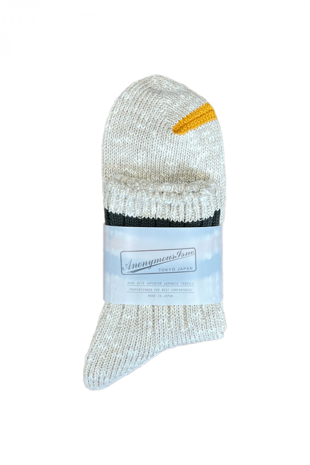 AnonymousIsm 3Line Slub Quarter Sock Beige