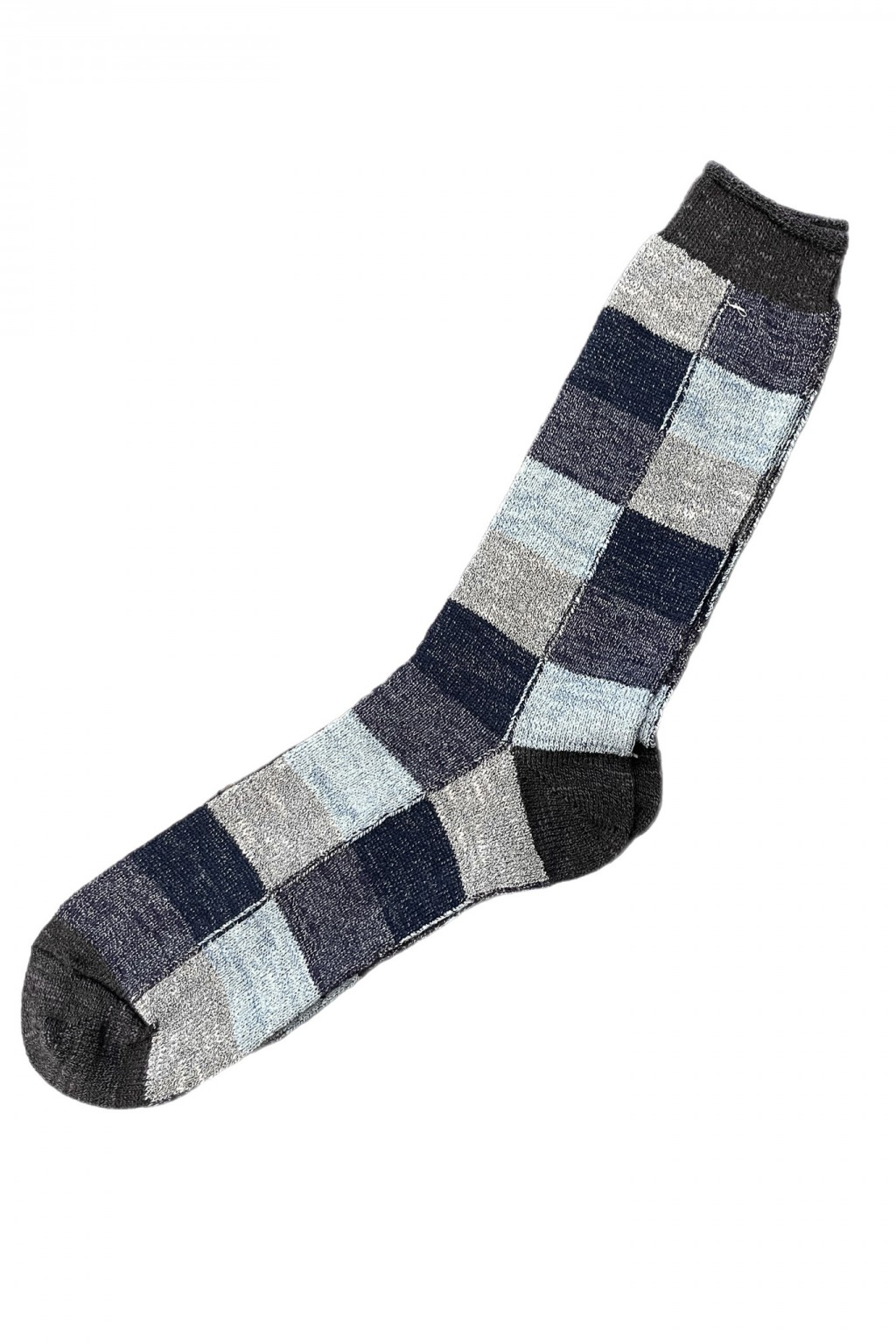 AnonymousIsm Block Pattern Crew Sock Charcoal