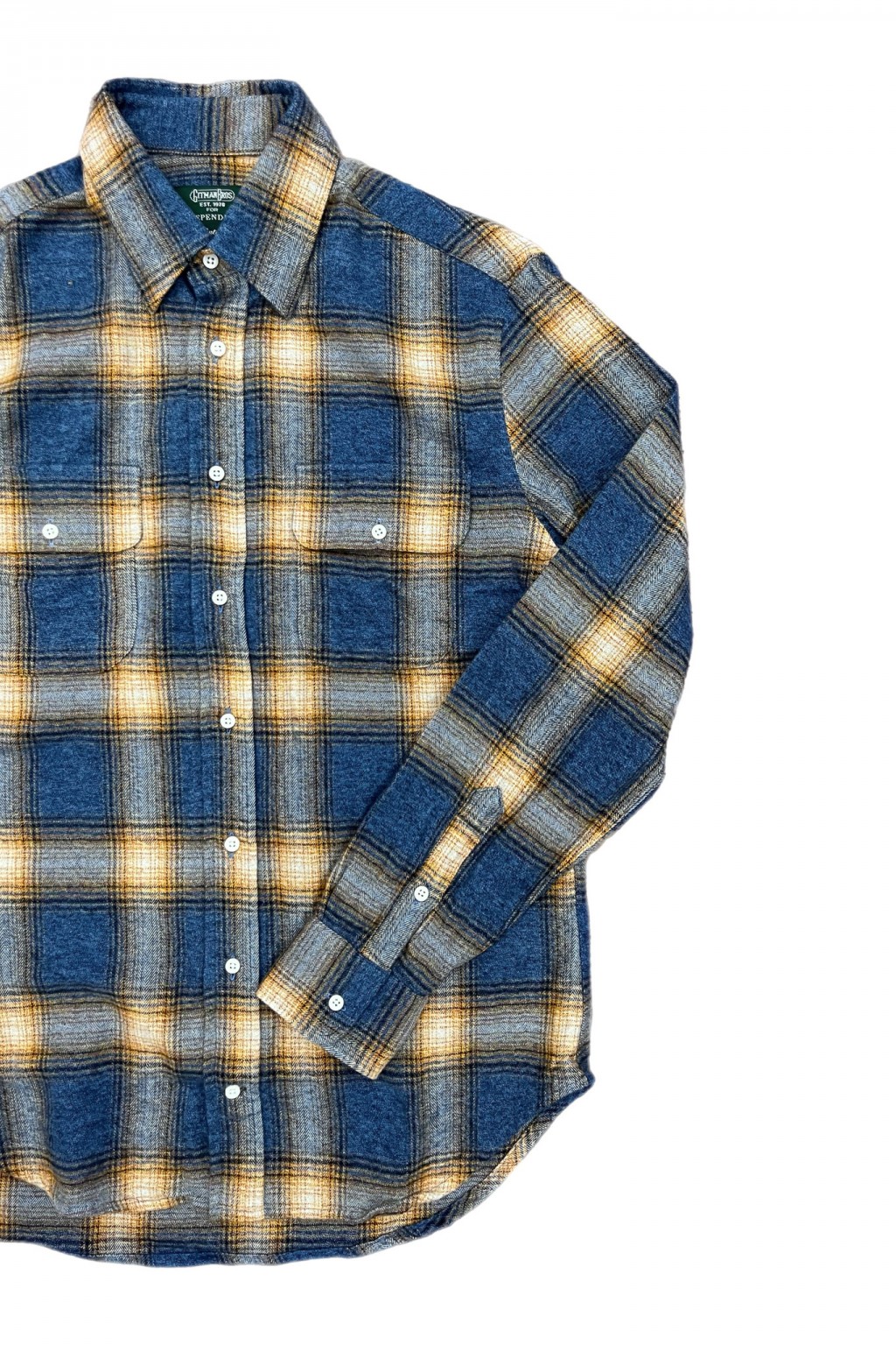 Gitman Bros. Vintage Independence Work Shirt Blue Double Sided Brushed Melange