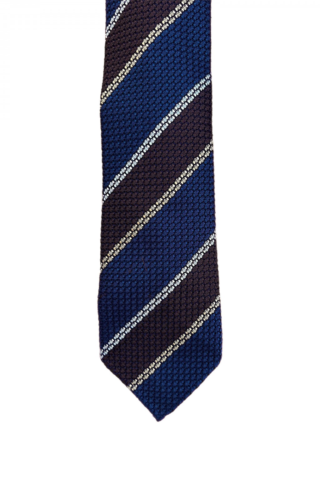 Drake's Silk Multistripe Grenadine Tie Navy, White, & Brown