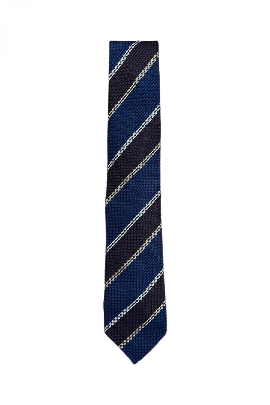 Drake's Silk Multistripe Grenadine Tie Navy, White, & Brown