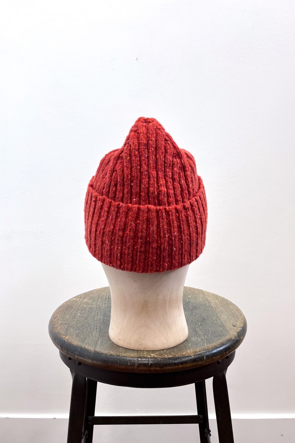 Drake's Merino Wool Ribbed Knit Beanie Orange