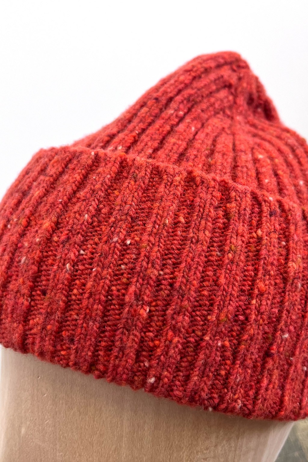 Drake's Merino Wool Ribbed Knit Beanie Orange