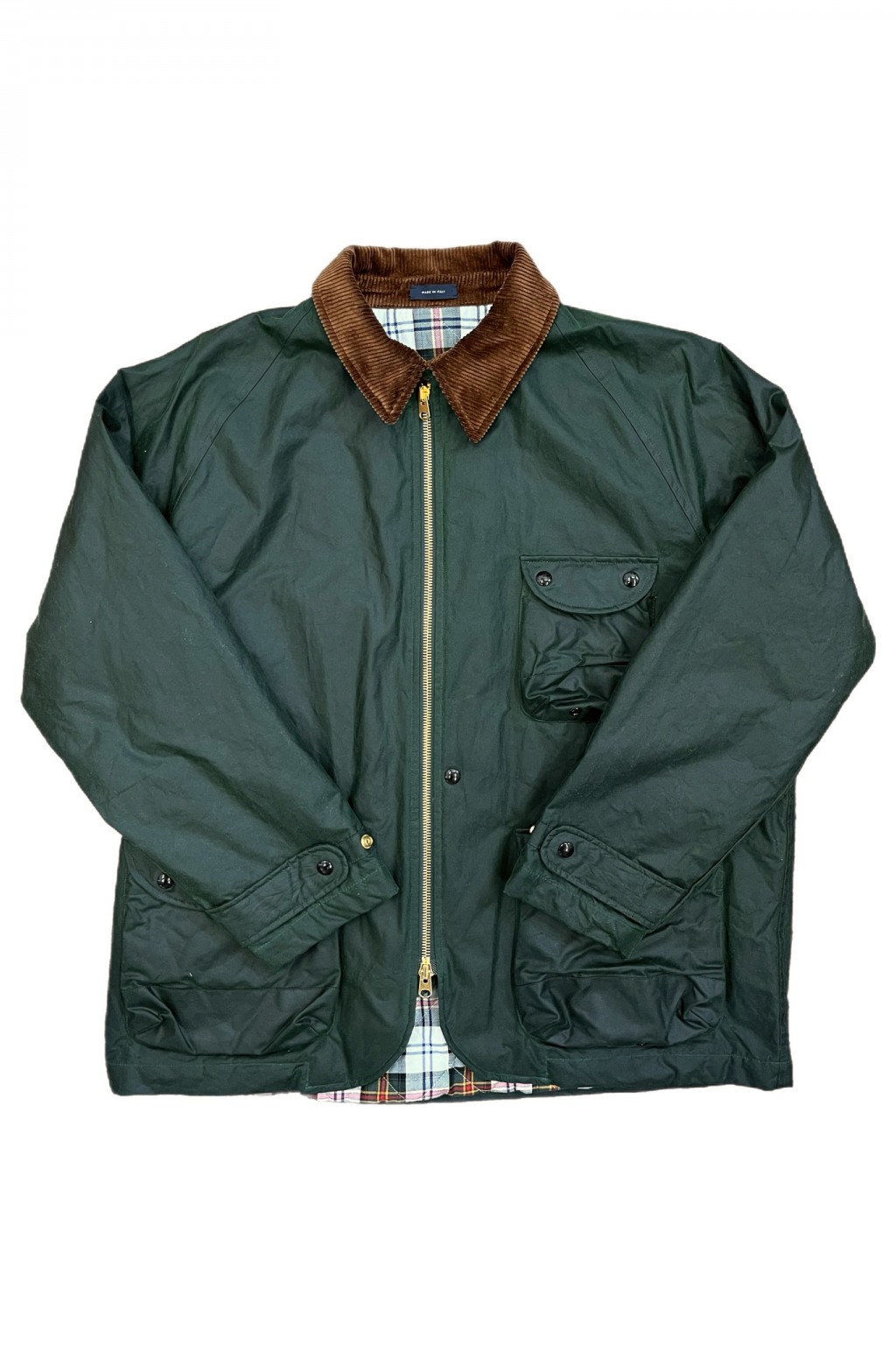 Drake's Waxed Coverall Jacket Green Made in Italy Outerwear