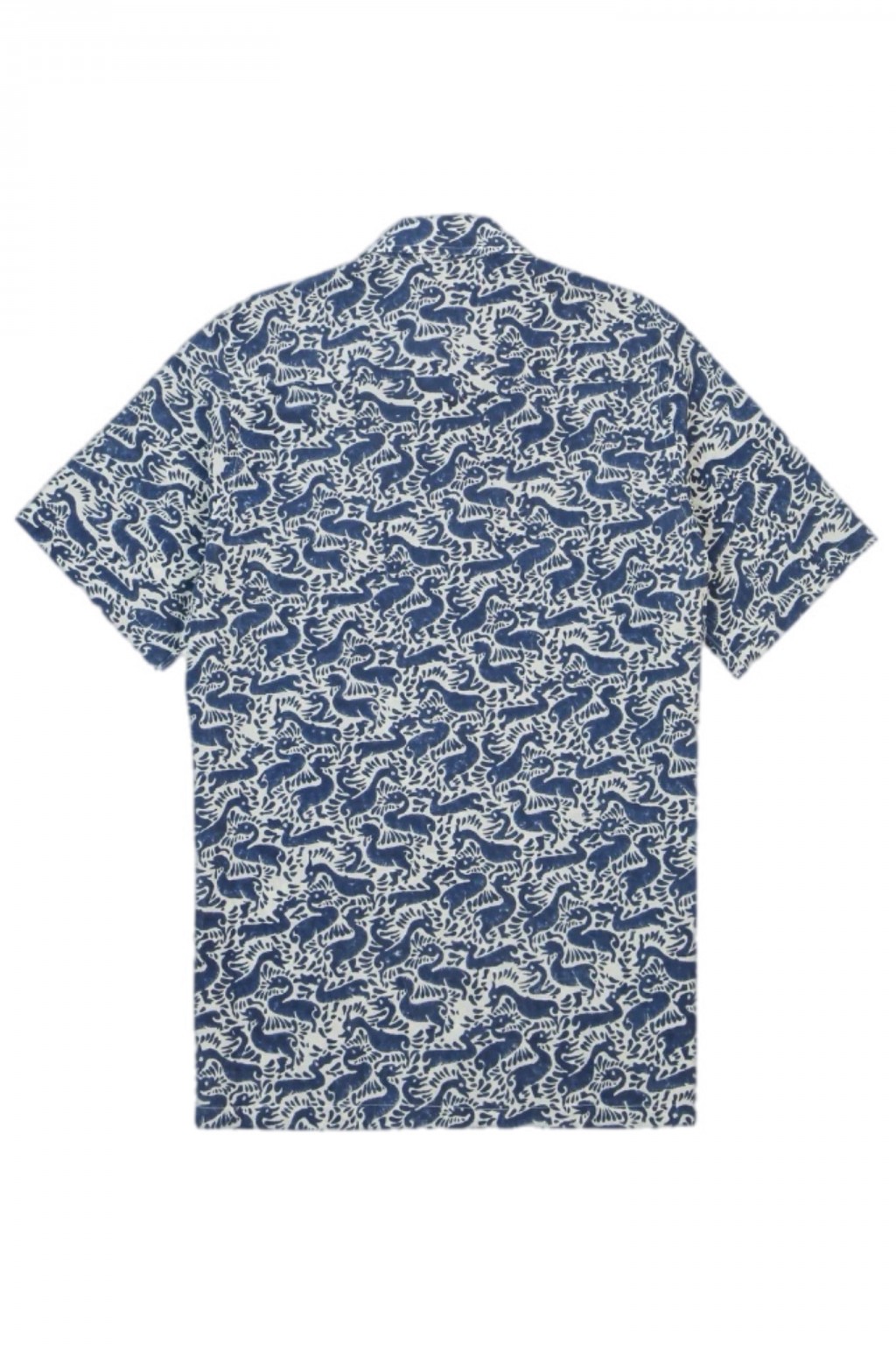 Drake's Block Print Camp Shirt Navy Duck