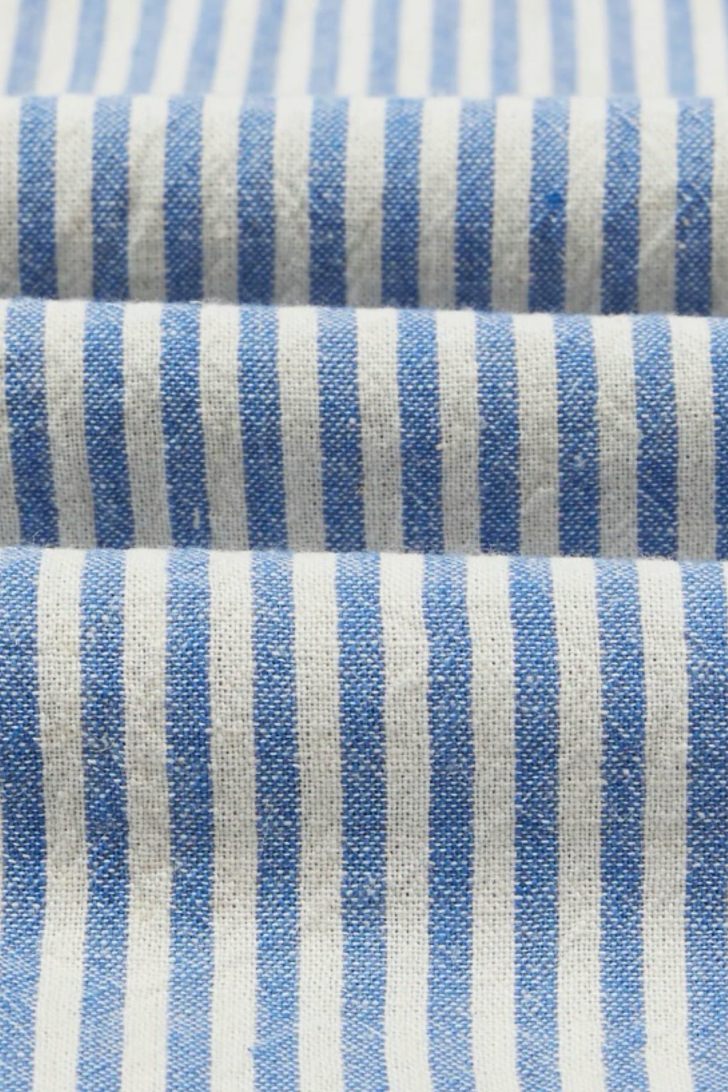 Drake's Cotton-Linen Camp Shirt Blue and White Stripe