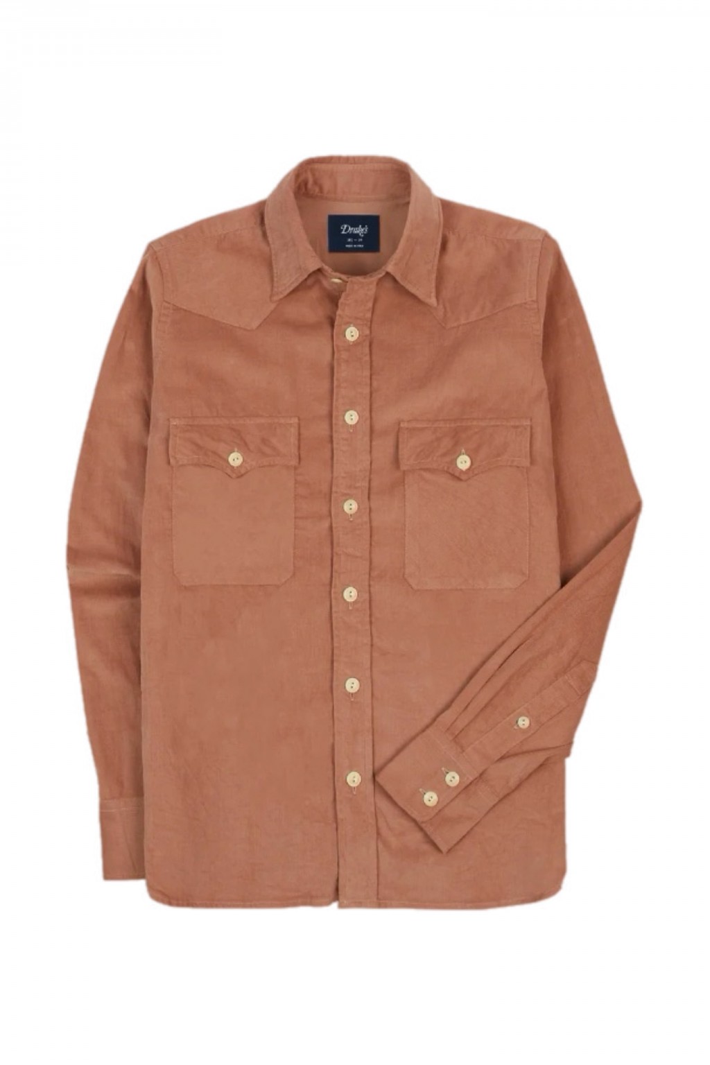 Drake's Corduroy Western Shirt Washed Red