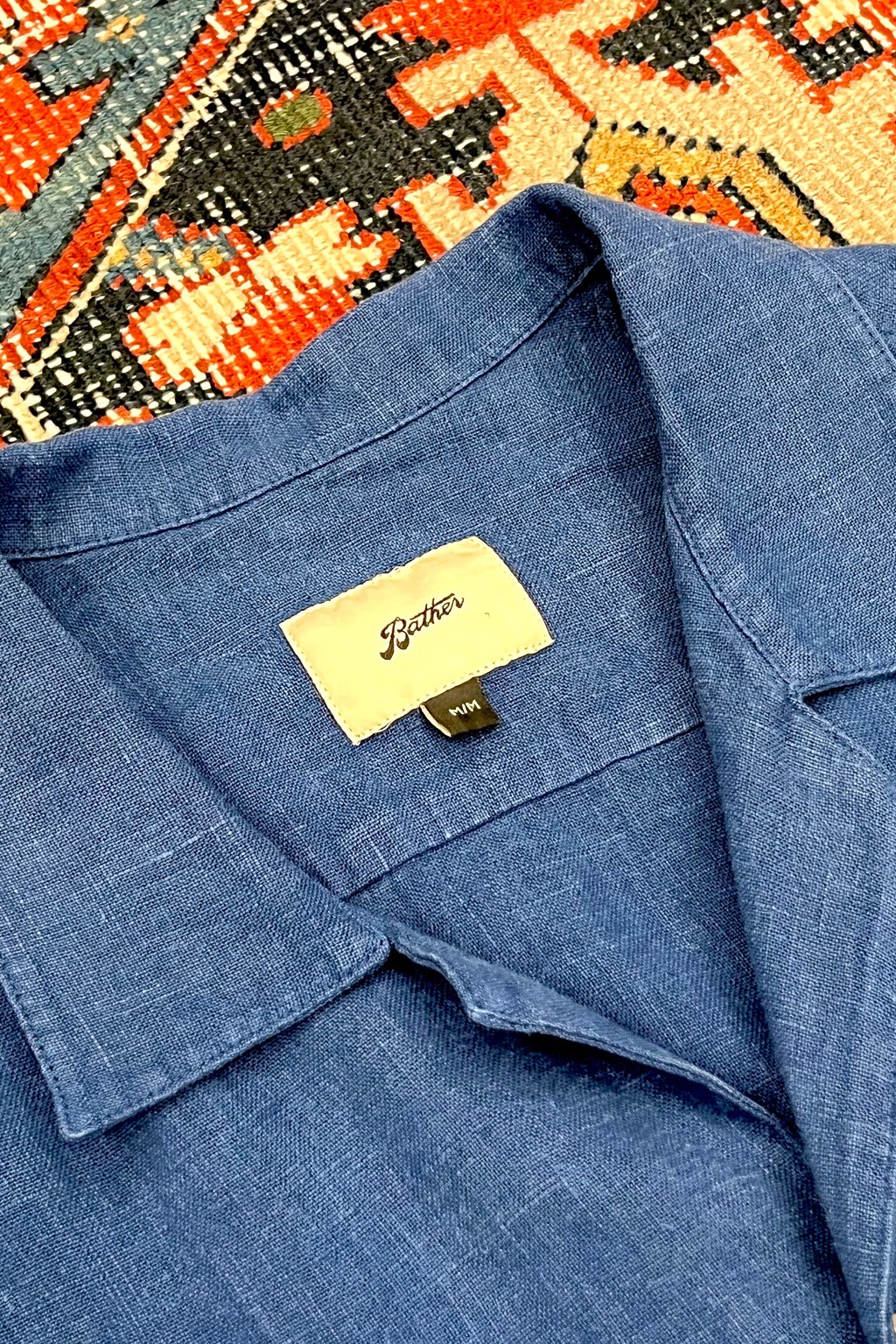 Bather Linen Camp Shirt Navy