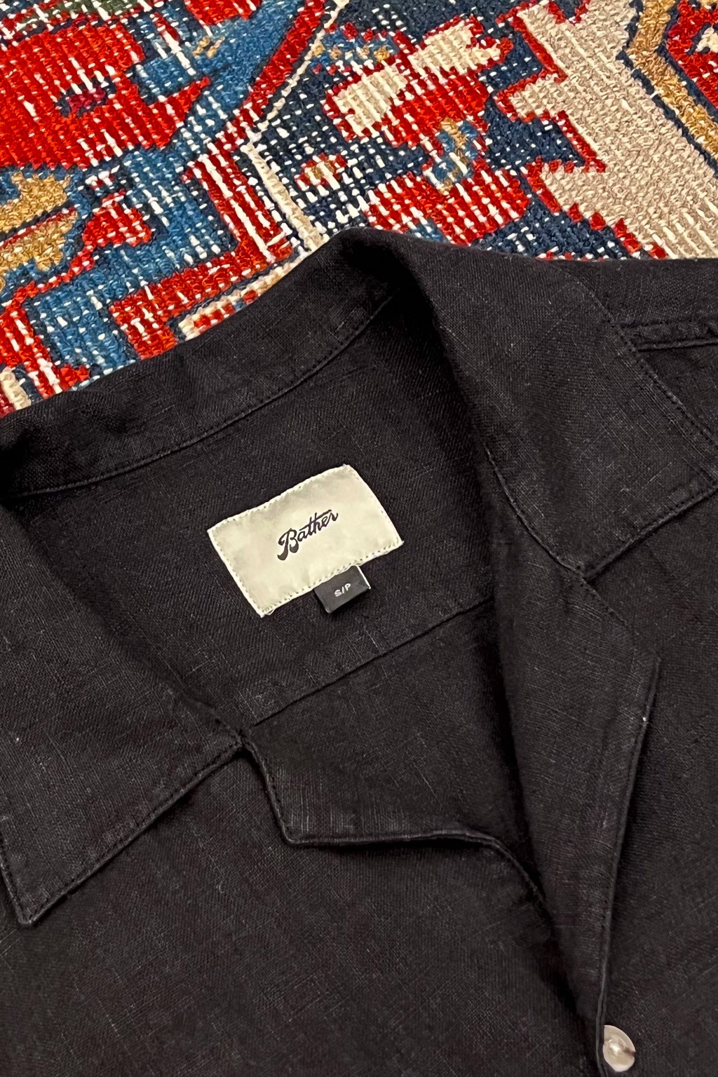 Bather Linen Camp Shirt Black