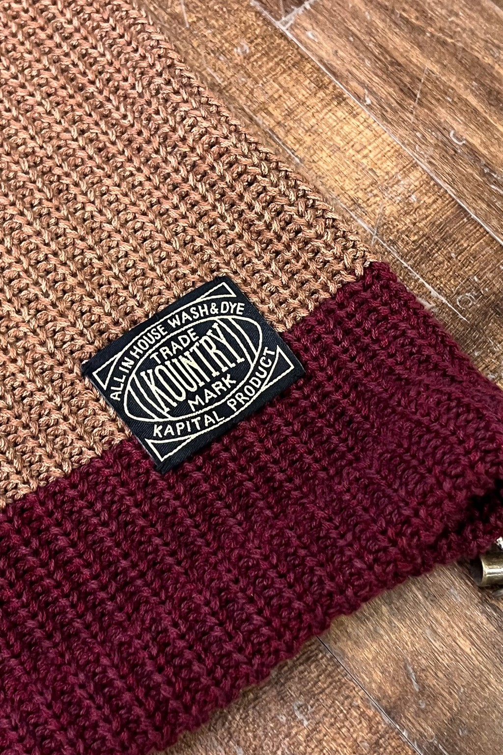 Kapital 5G Cotton Knit RUGGER Shirt Brown x Burgundy