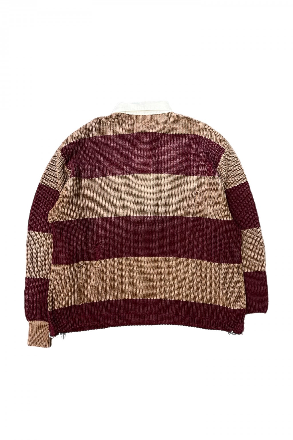 Kapital 5G Cotton Knit RUGGER Shirt Brown x Burgundy