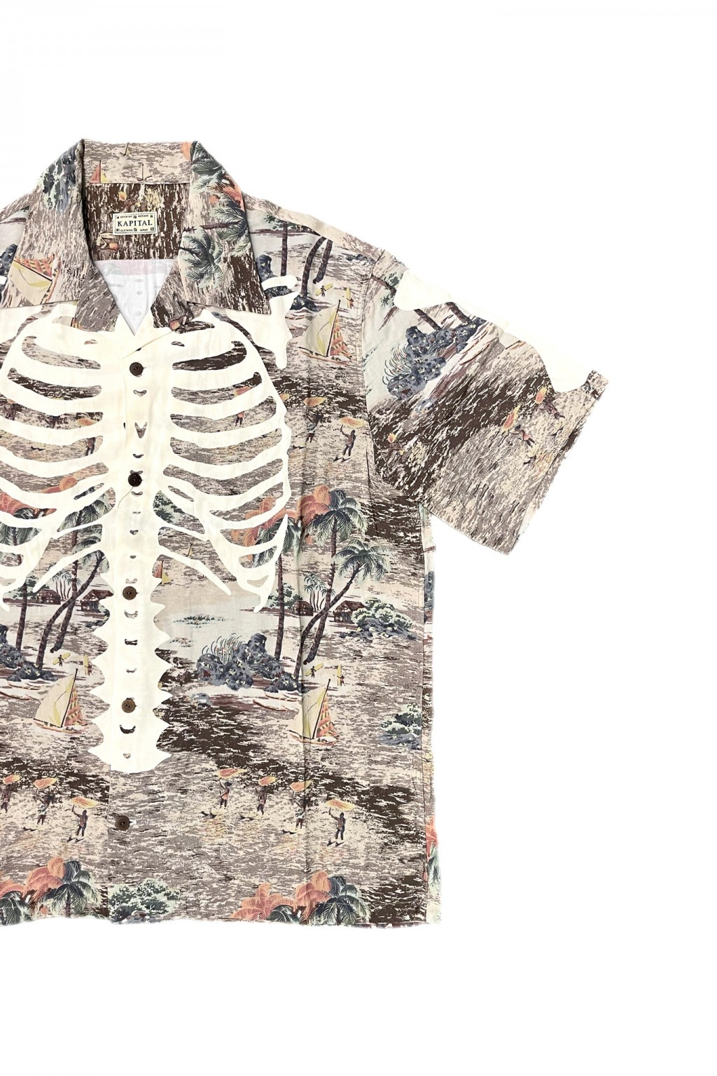 Kapital Rayon KAMEKAMEHA BONE Aloha Shirt Brown
