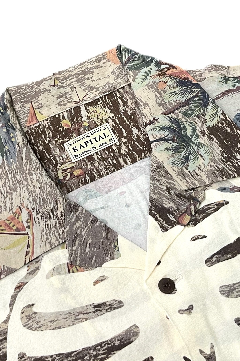 Kapital Rayon KAMEKAMEHA BONE Aloha Shirt Brown