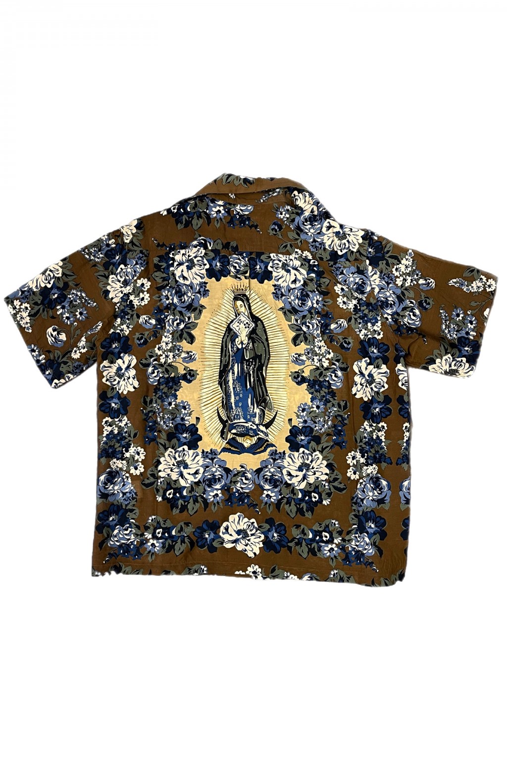 Kapital Silk Rayon CHAMPETRE MARIA WRANGLE Collar Aloha Shirt Brown x Khaki