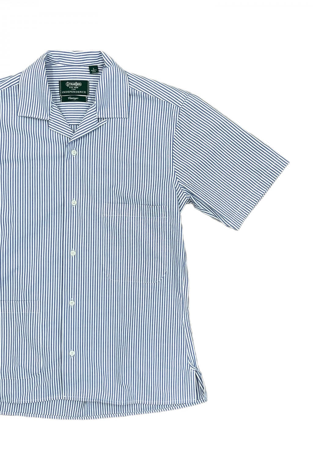 Gitman Bros. Vintage Independence Camp Shirt Blue Stripe Seersucker