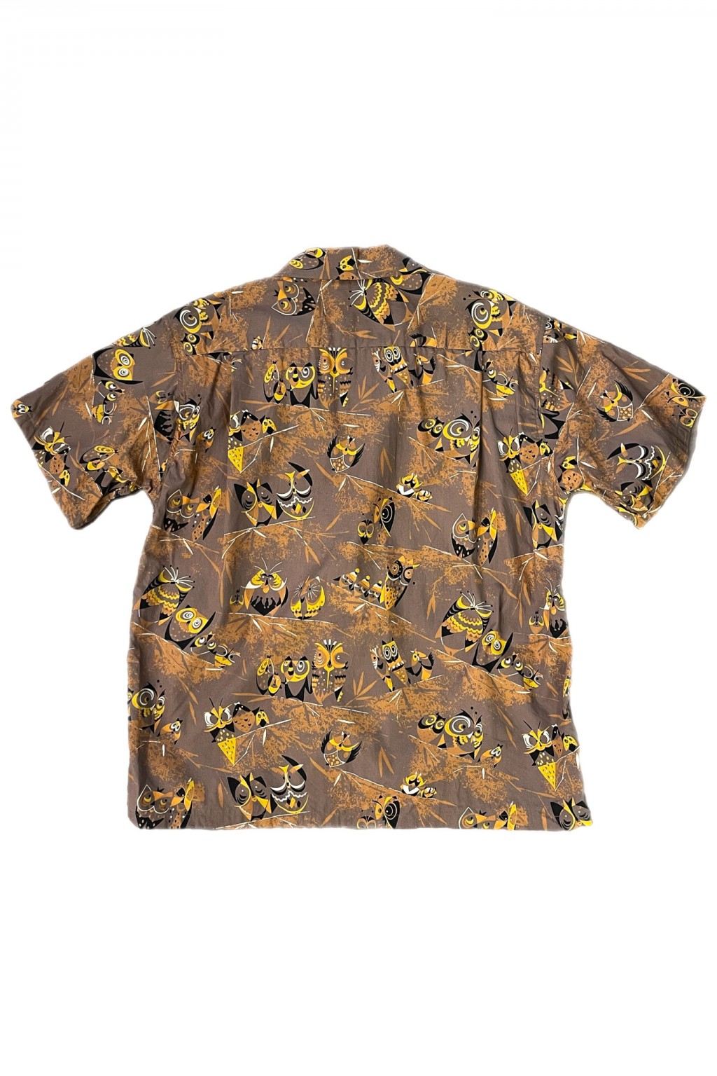 Star of Hollywood Owl Open Shirt Brown Typewriter Cloth
