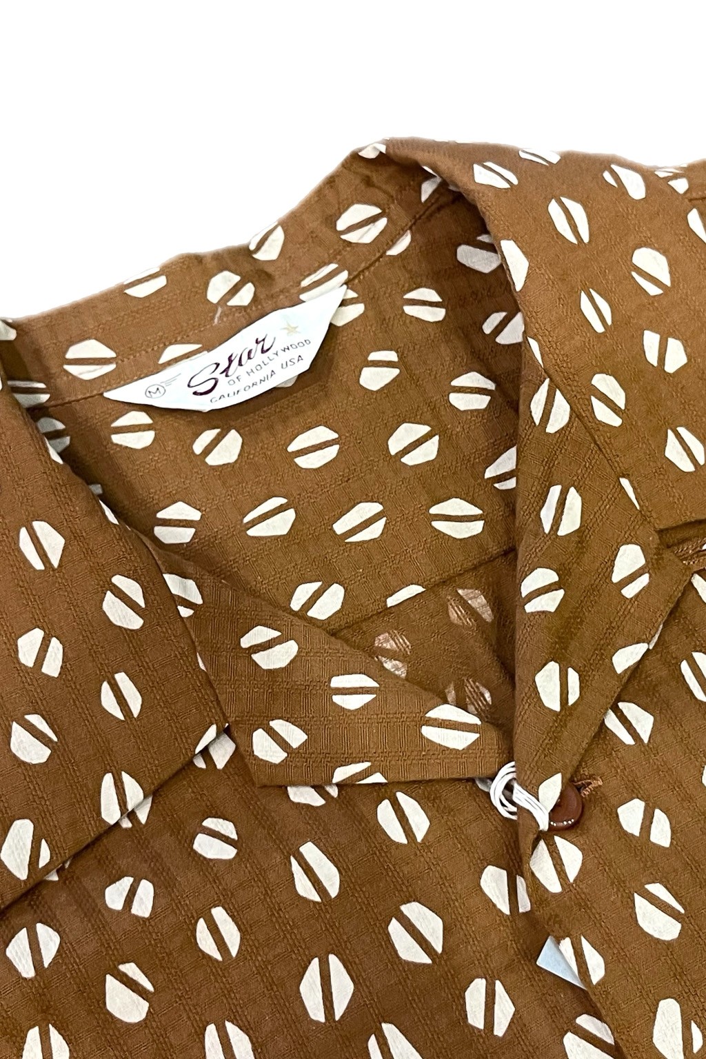 Star of Hollywood Blue Mountain Open Shirt Brown Dobby Cotton