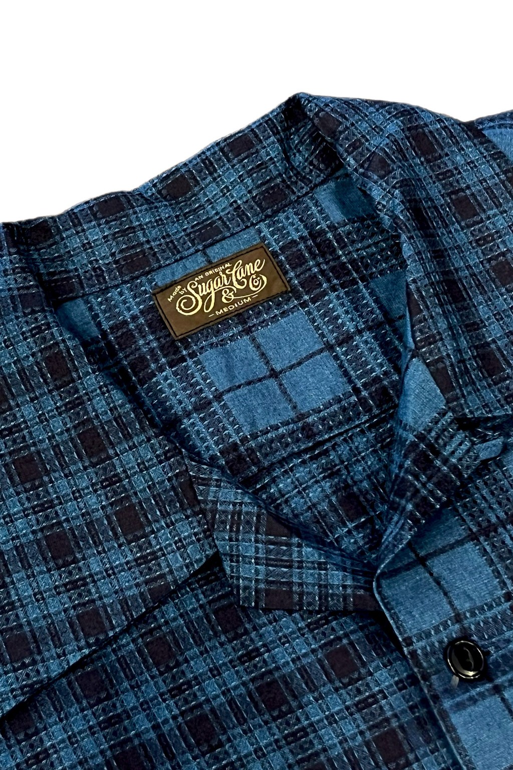 Sugar Cane Open Shirt Indigo Dobby Check