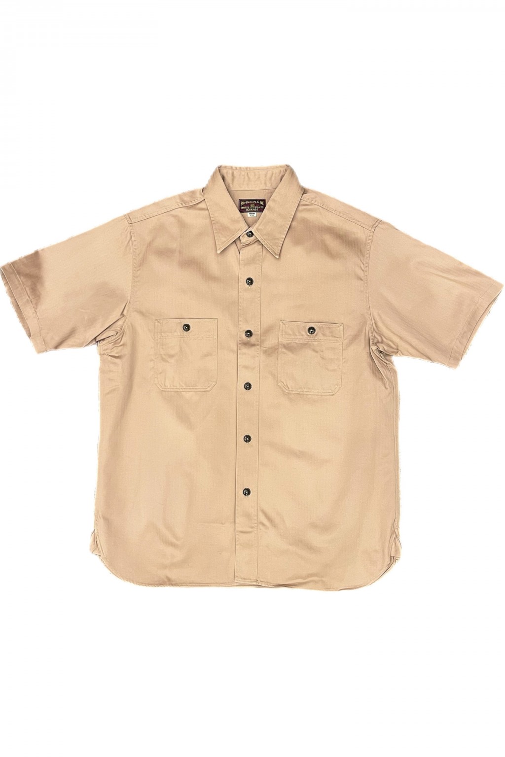 Buzz Rickson's S/S Work Shirt Beige Herringbone