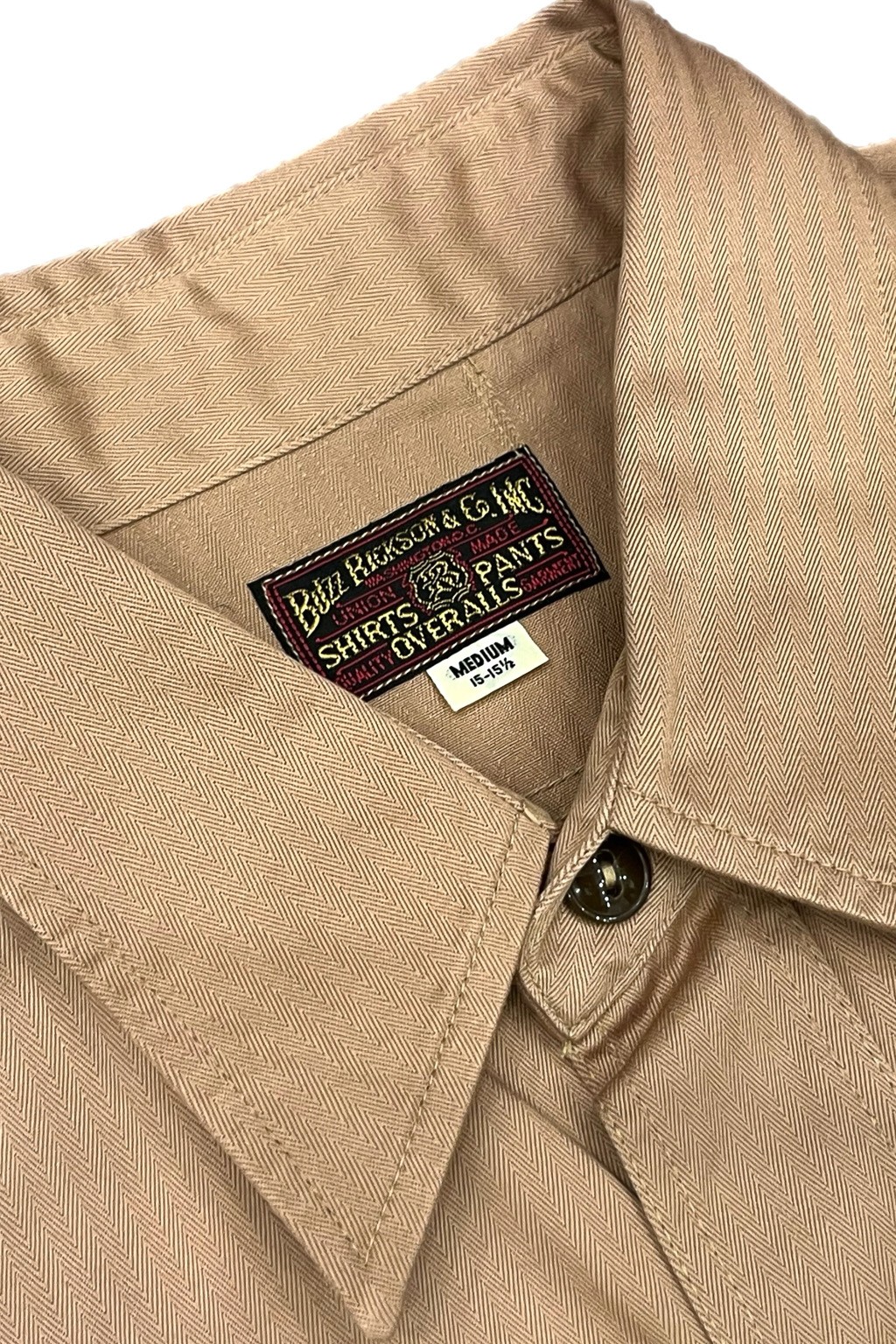 Buzz Rickson's S/S Work Shirt Beige Herringbone