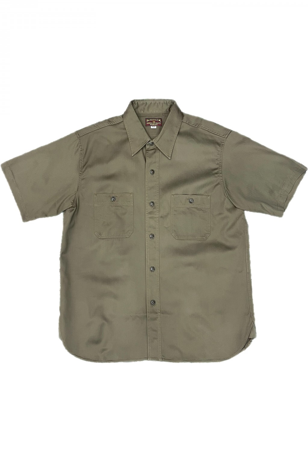Buzz Rickson's S/S Work Shirt Olive Herringbone