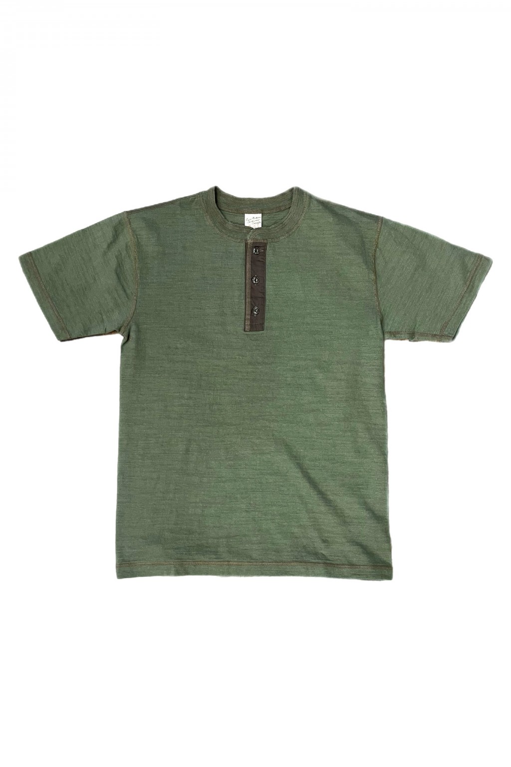 Buzz Rickson's Slub Yarn Henley Neck T-Shirt Olive