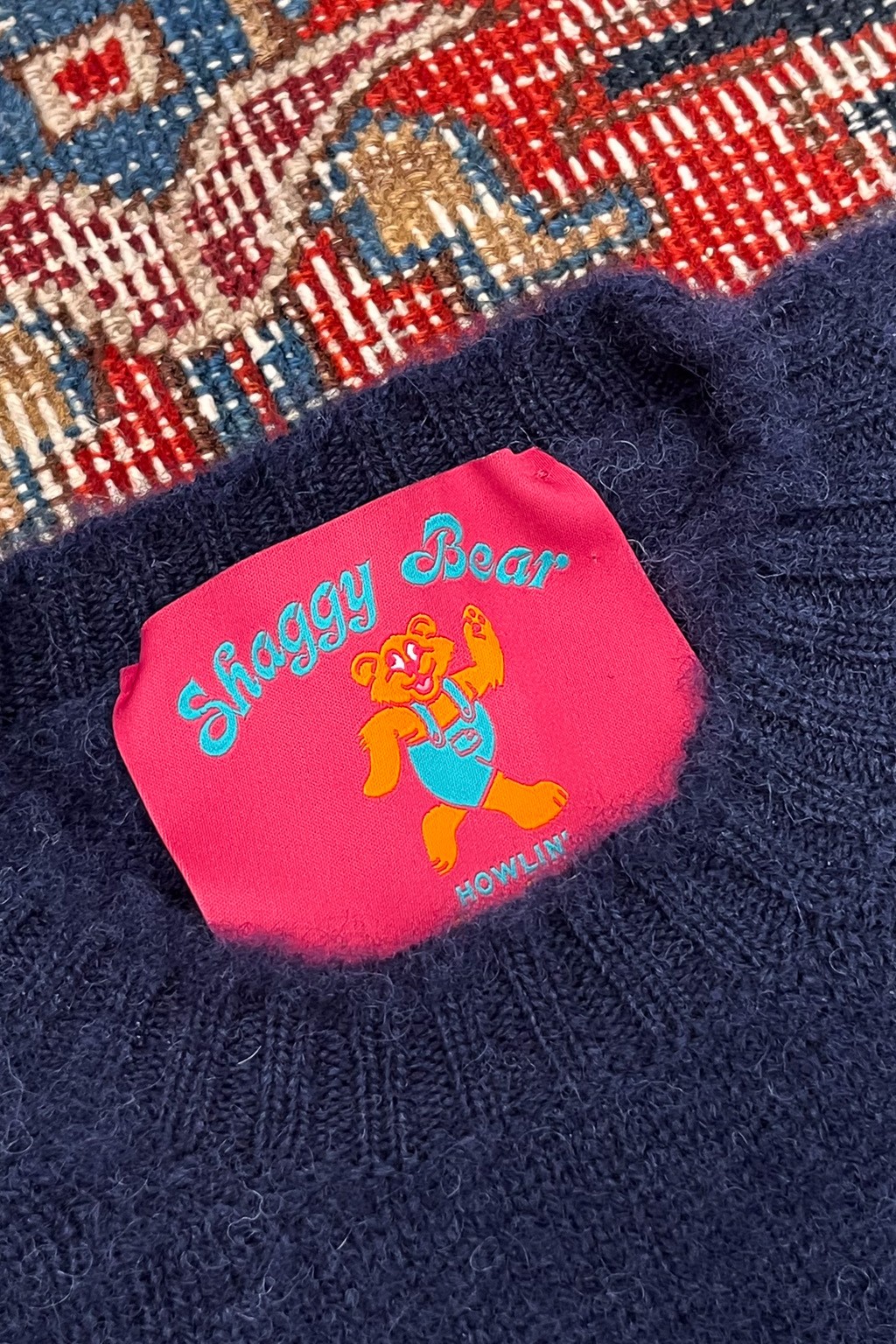 Howlin’ Shaggy Bear Sweater Navy