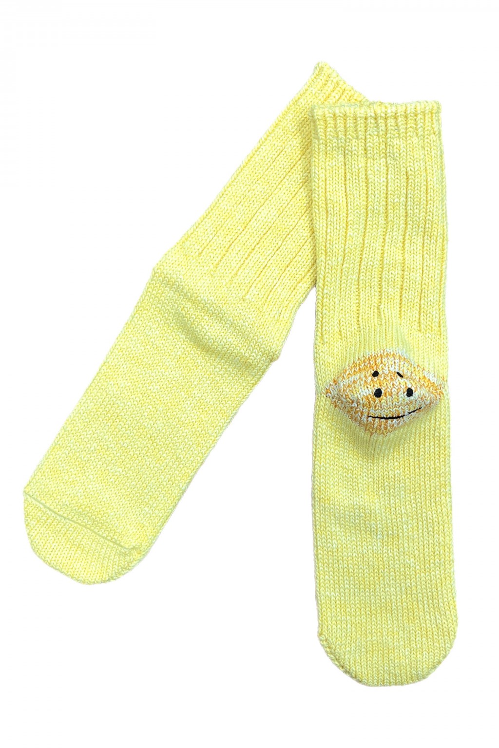 Kapital 56 Yarns 3x1 Rib RAINBOWY HAPPY HEEL Socks Yellow