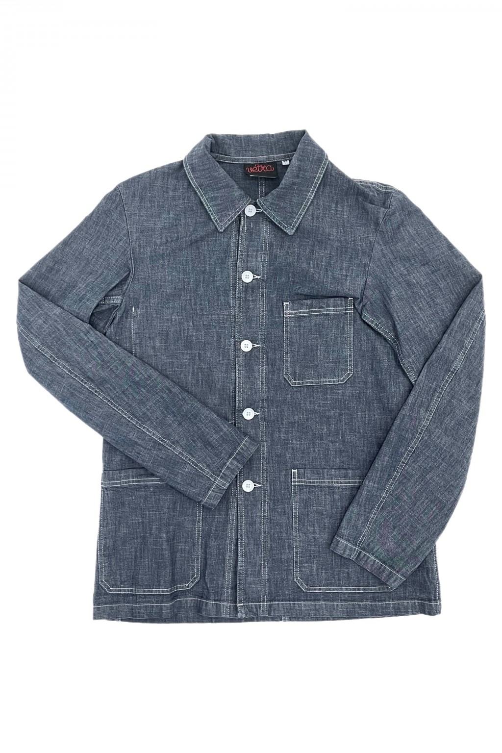 【日本入手困難】Chambray jacket with velvet collar Tang Jacket in sky blue velvet| SHANGHAI TANG