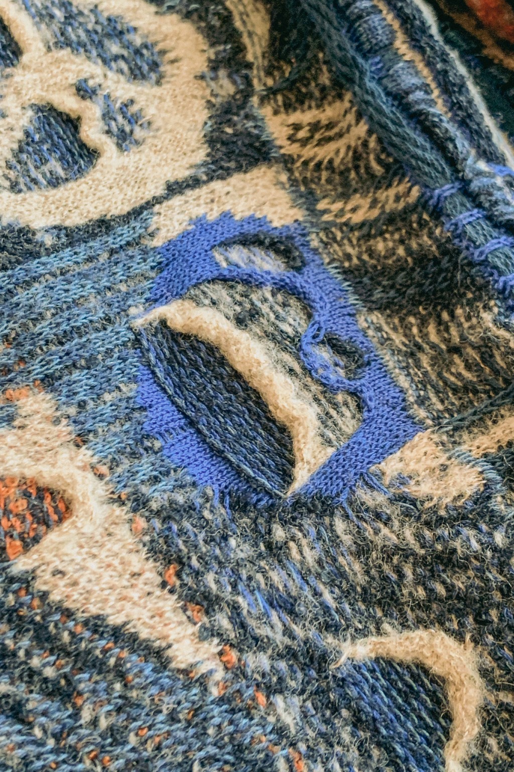 Kapital Gaudy Knit Sweater Navy - Made in Japan | Sweaters