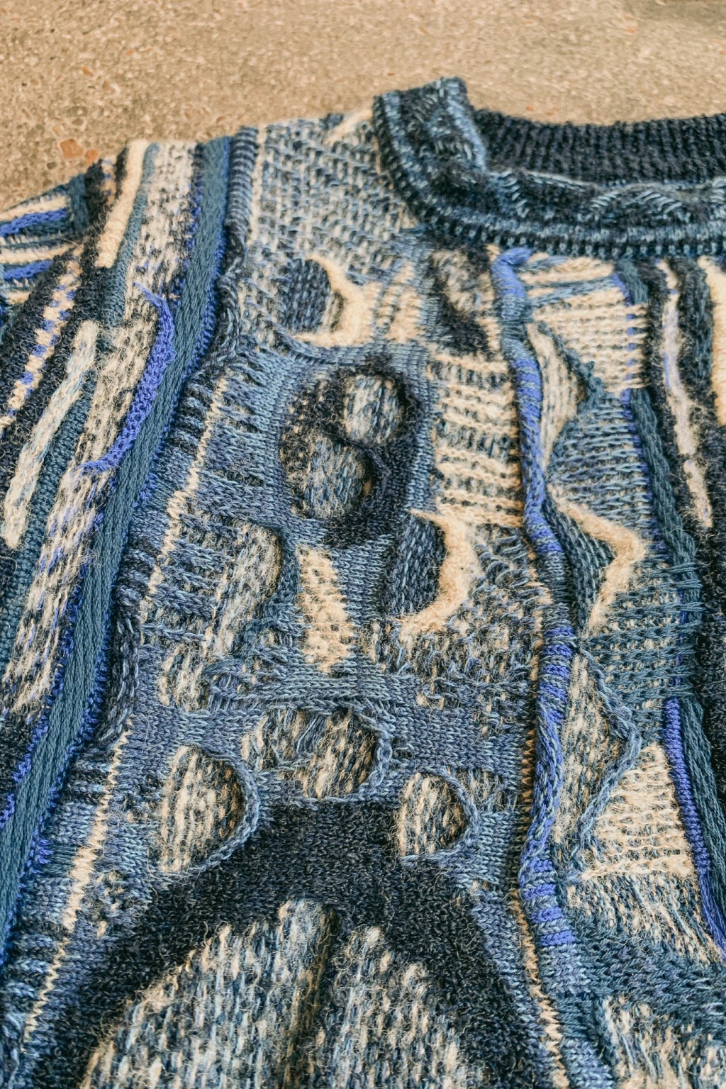 Kapital Gaudy Knit Sweater Navy - Made in Japan | Sweaters