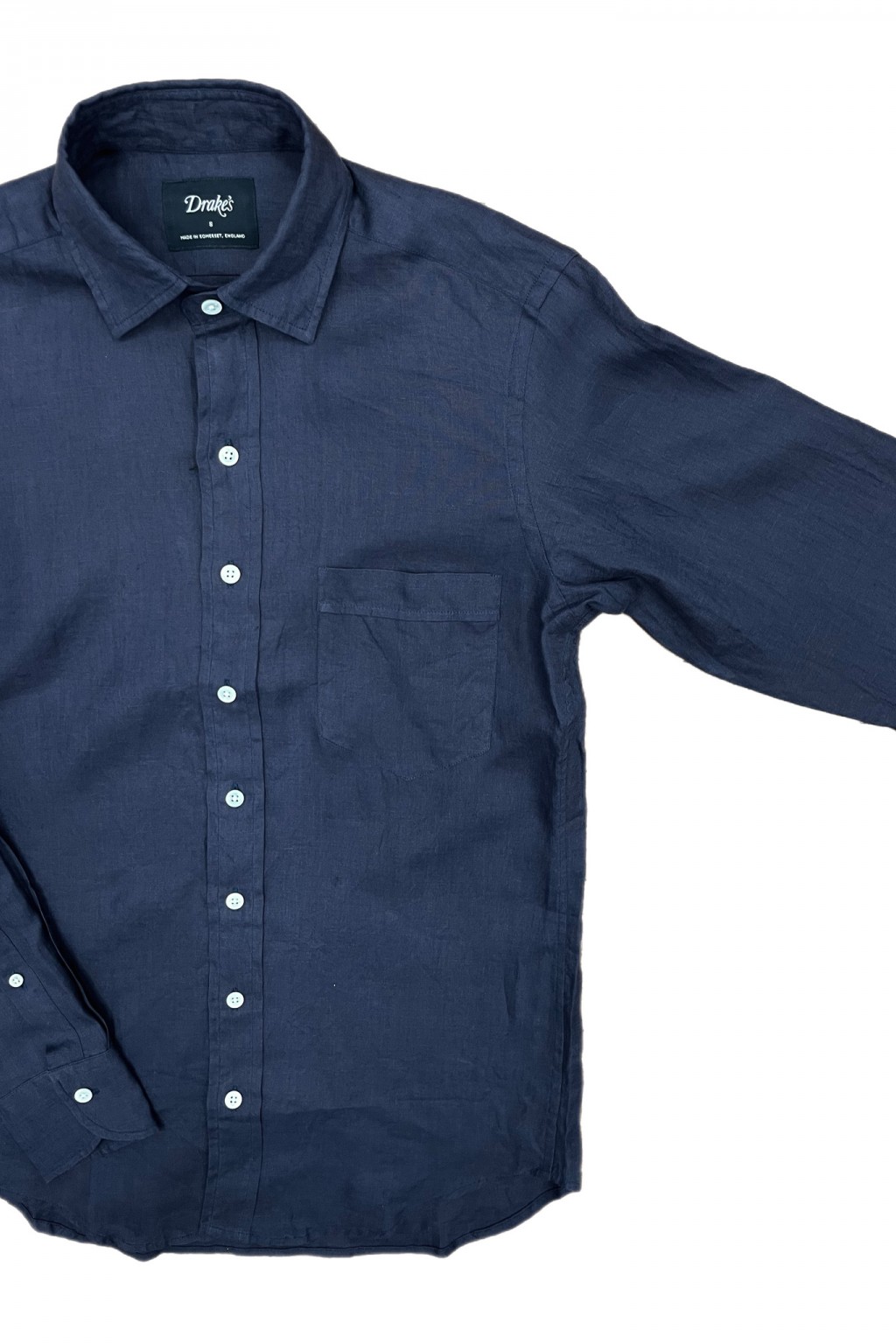 Drake's Linen Summer Shirt Navy