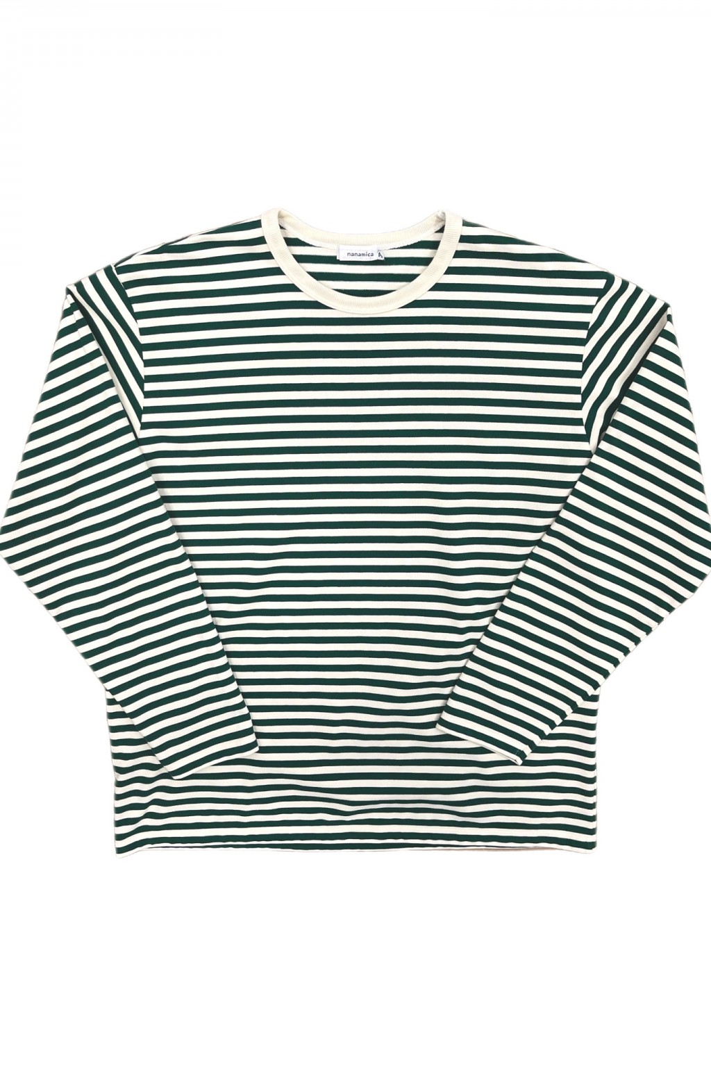 Nanamica COOLMAX Stripe Jersey L/S Tee Green x Natural - Made in