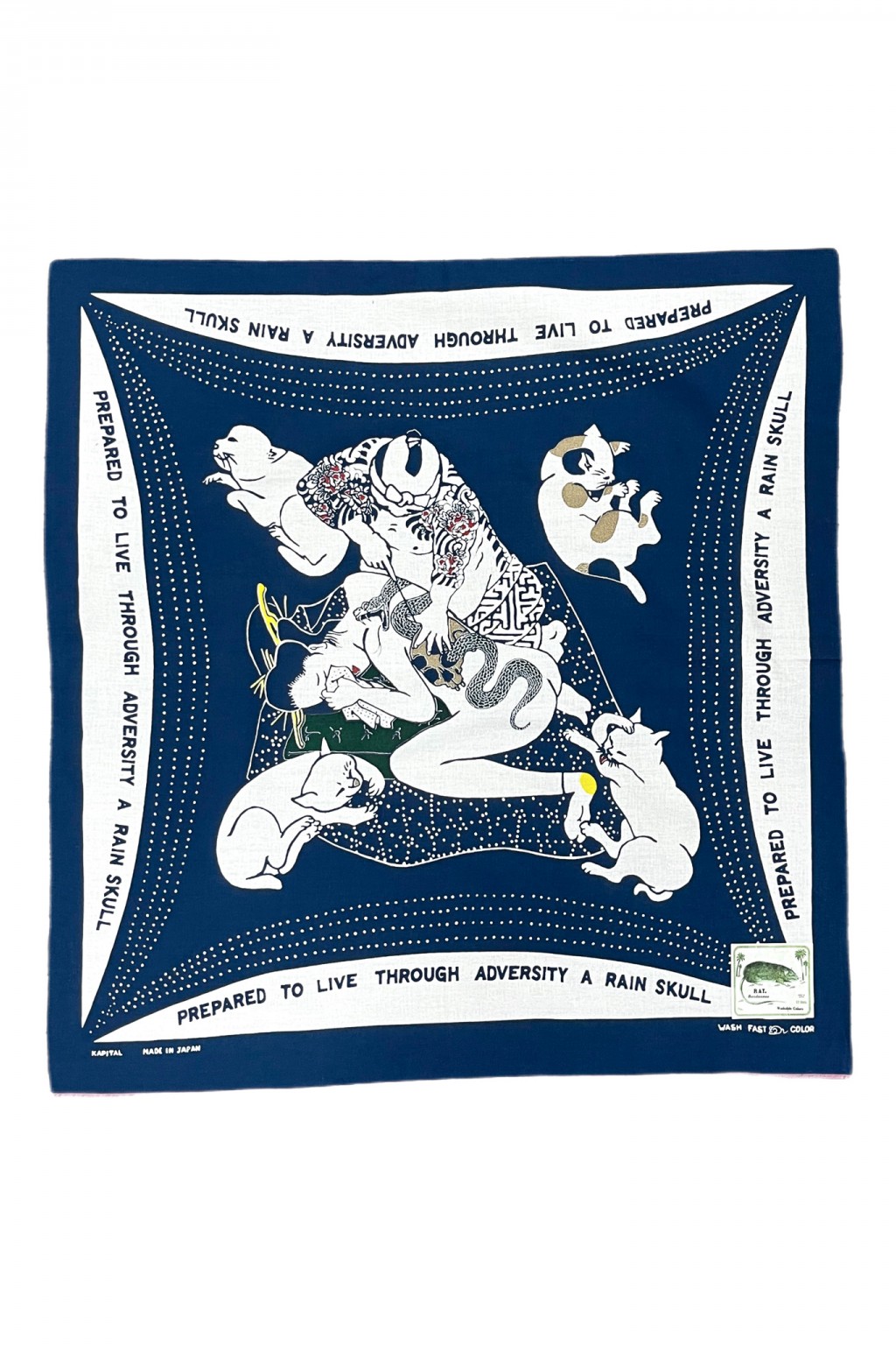 kapital バンダナ　レインスカル Kapital Rain Skull Bandana, Black – Glasswing