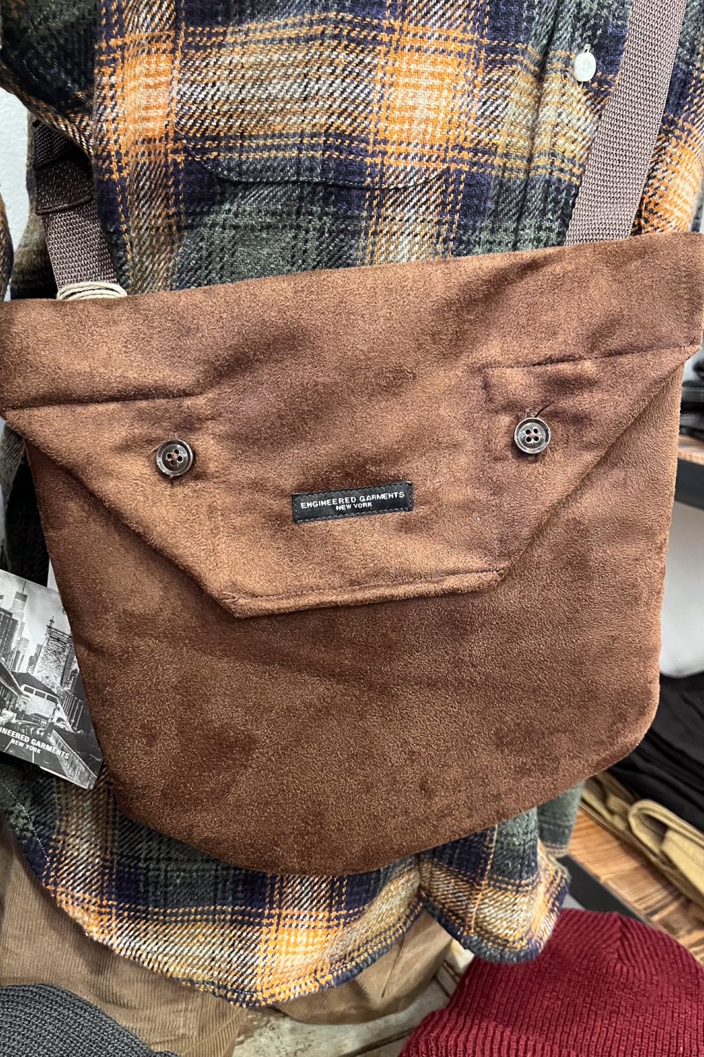Engineered Garments Shoulder Pouch Brown Polyester Fake Suede
