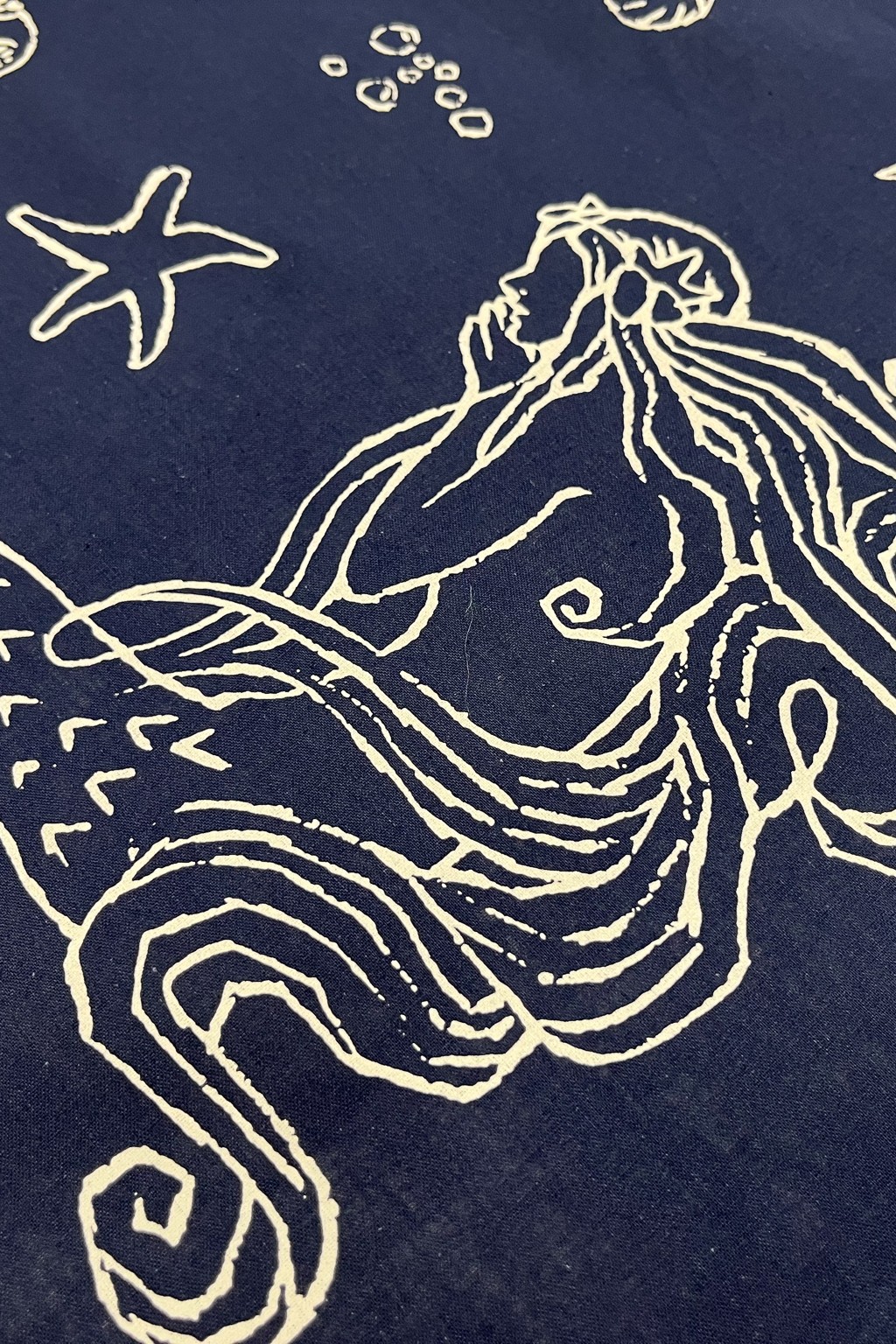 Engineered Garments Printed Bandana Navy Mermaid