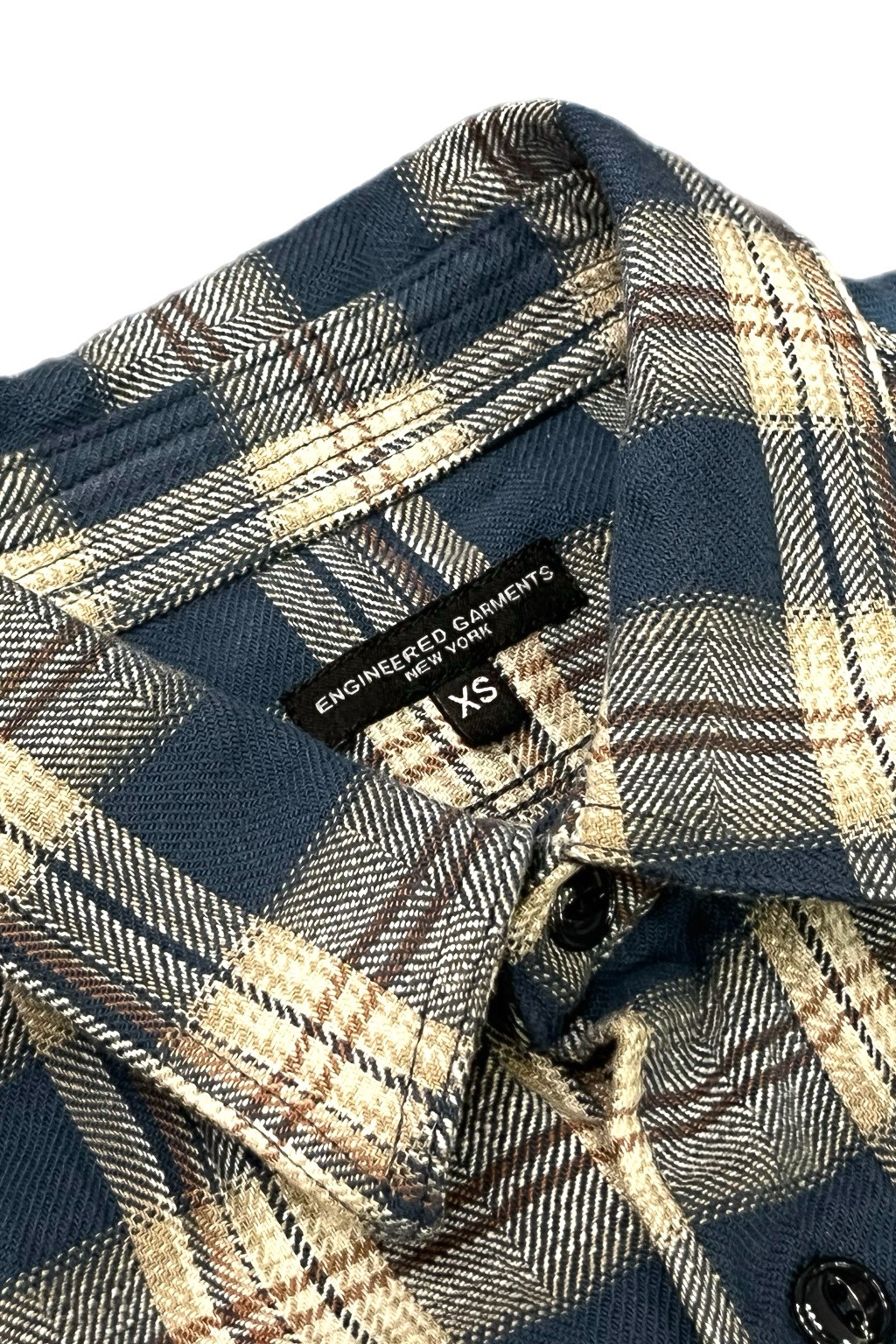 Engineered Garments Work Shirt Navy Cotton Plaid JQ