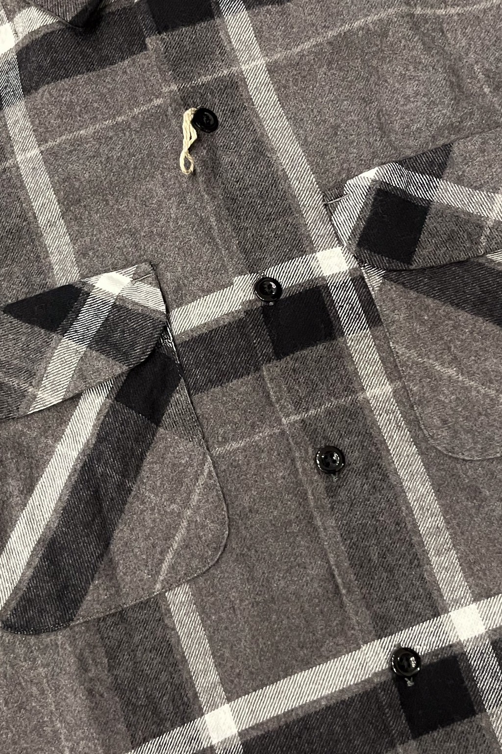 Engineered Garments Classic Shirt Grey/Black Cotton Brushed Big Plaid