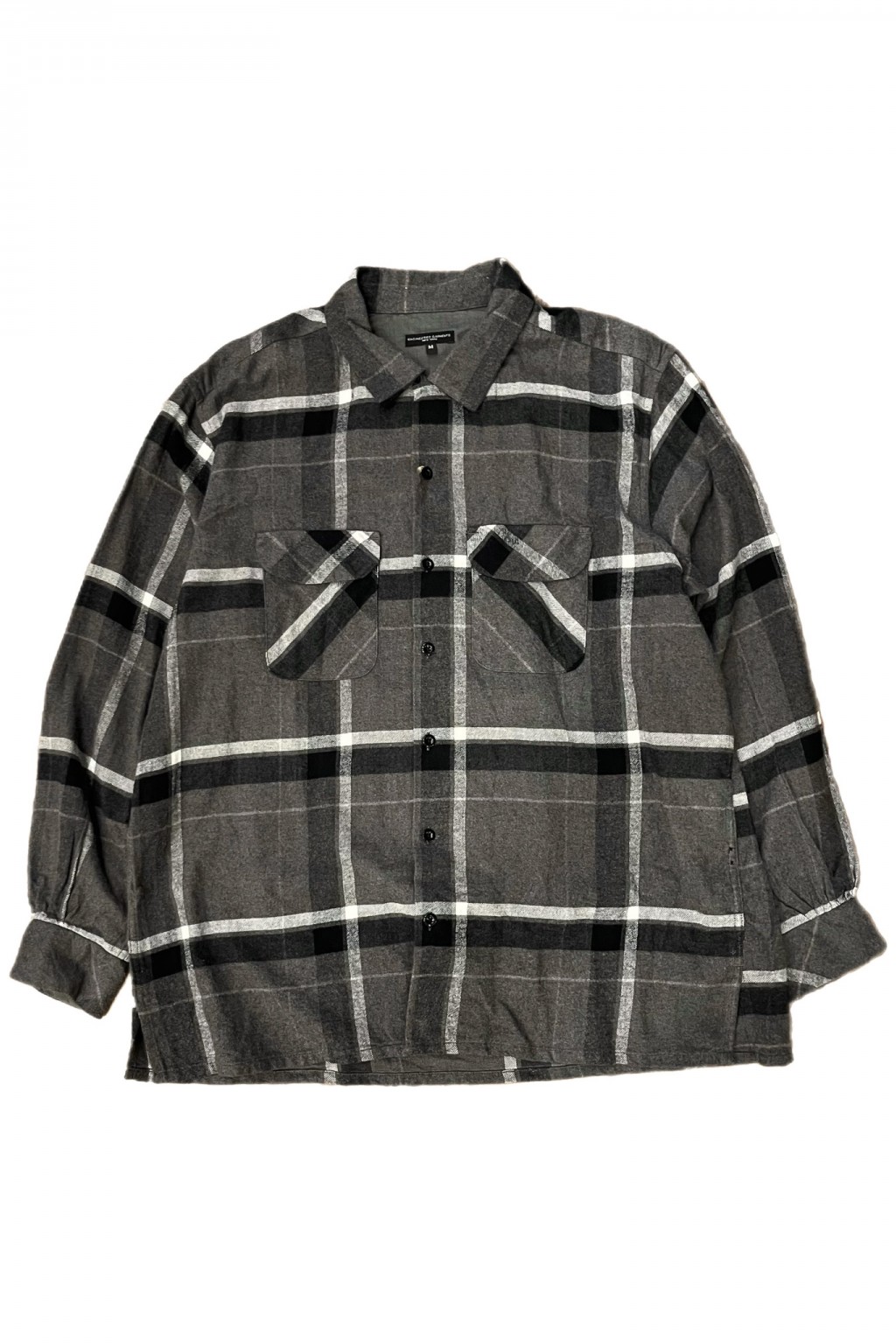 Engineered Garments Classic Shirt Grey/Black Cotton Brushed Big Plaid