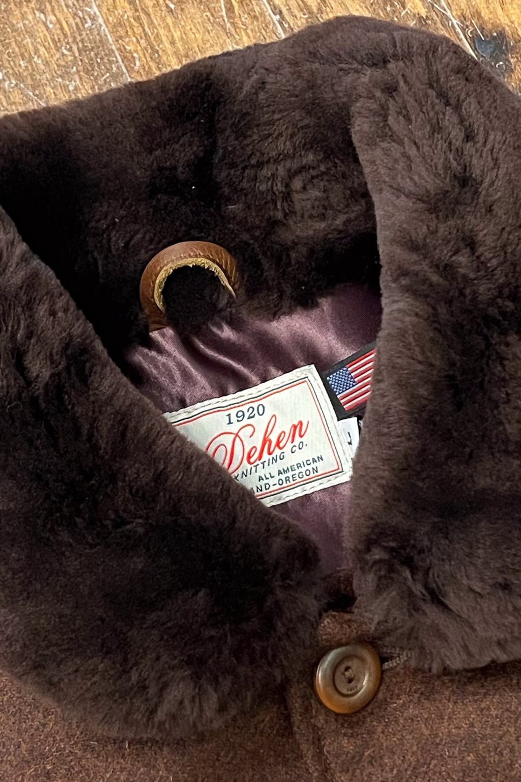 Dehen 1920 Winston Jacket Red Oak Wool + Brown Mouton - Made in